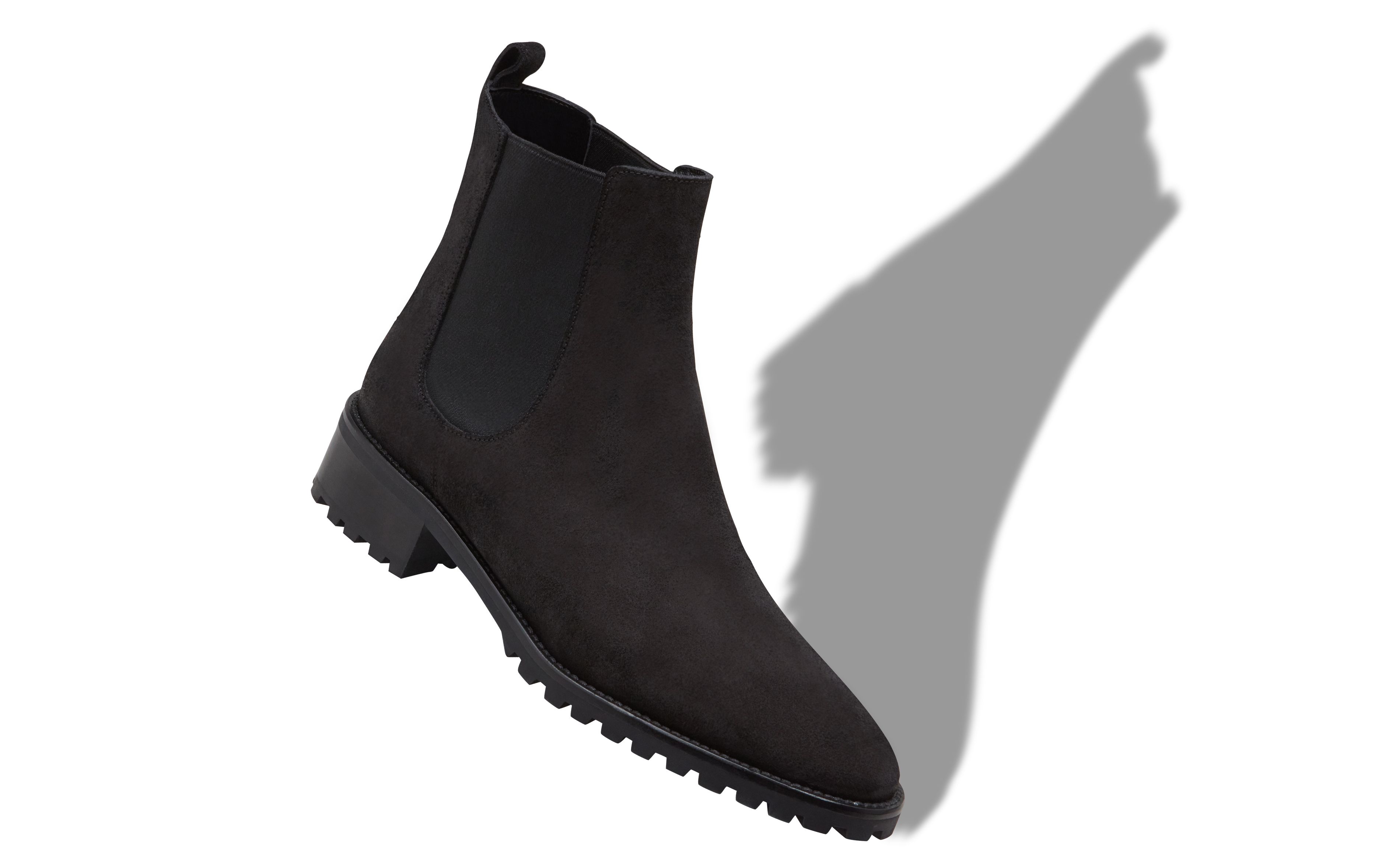 Designer Black Suede Chelsea Boots - Image Main
