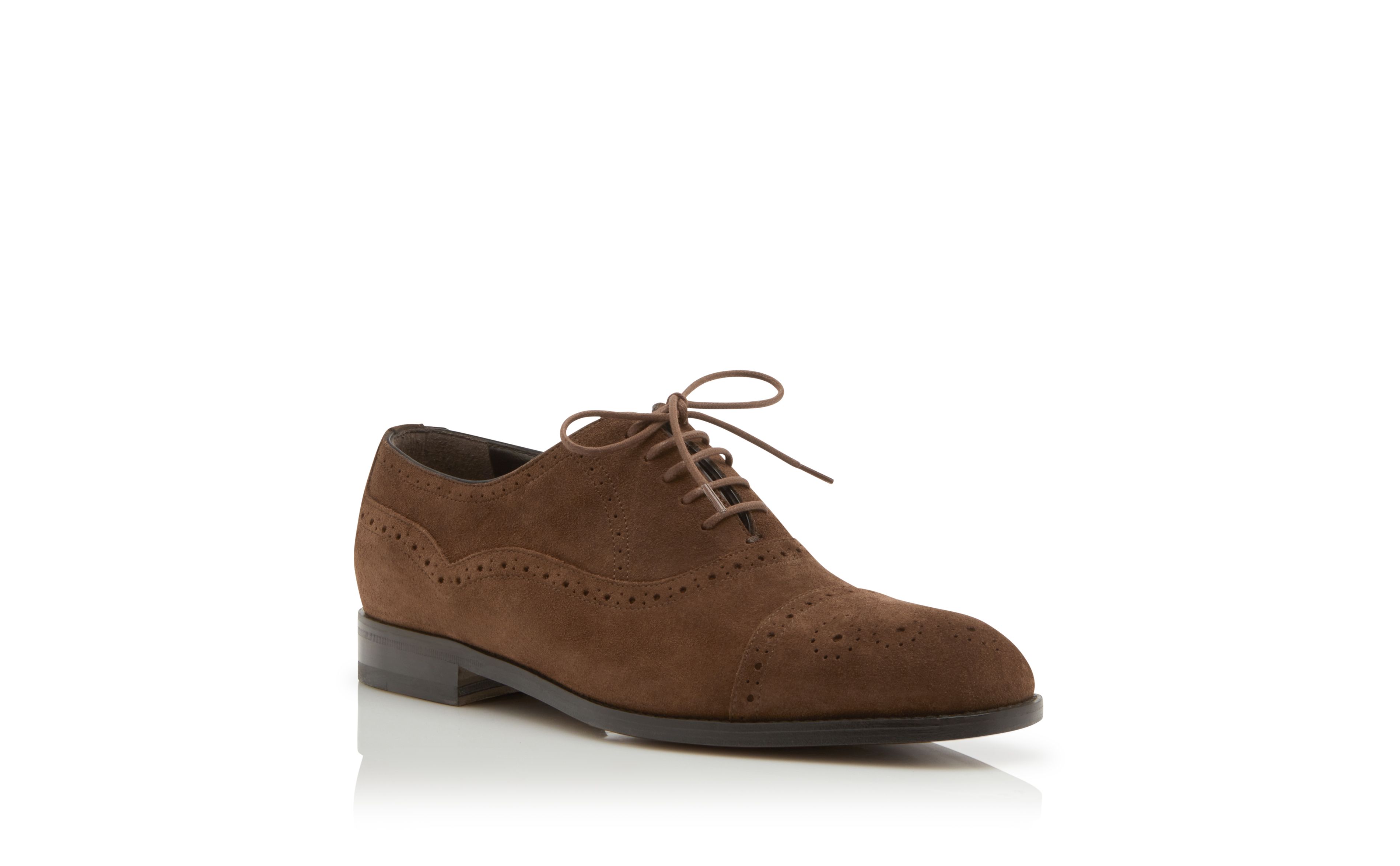 Designer Dark Brown Suede Cap Toe Oxfords - Image Upsell
