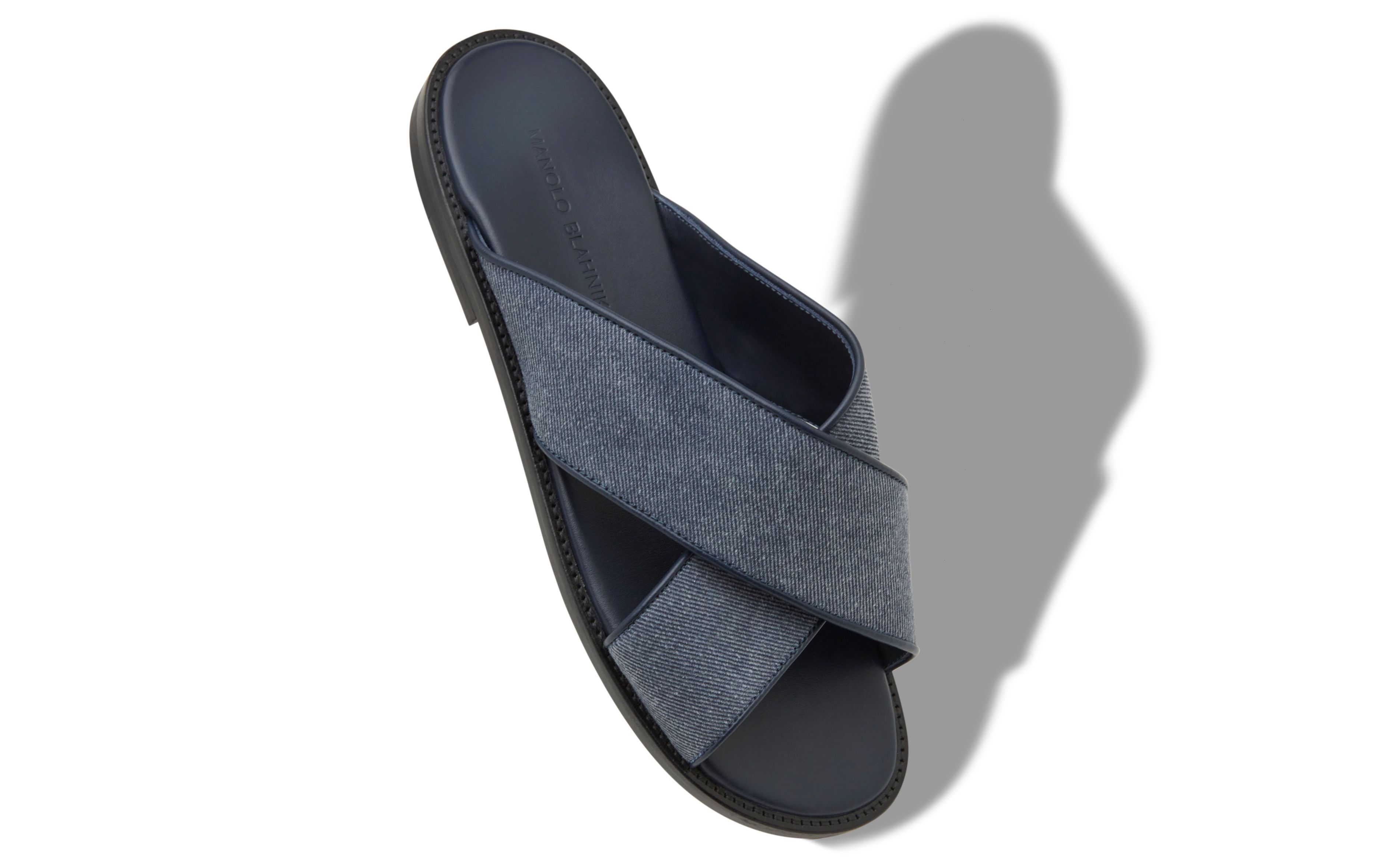 Designer Blue Denim Crossover Sandals  - Image Main