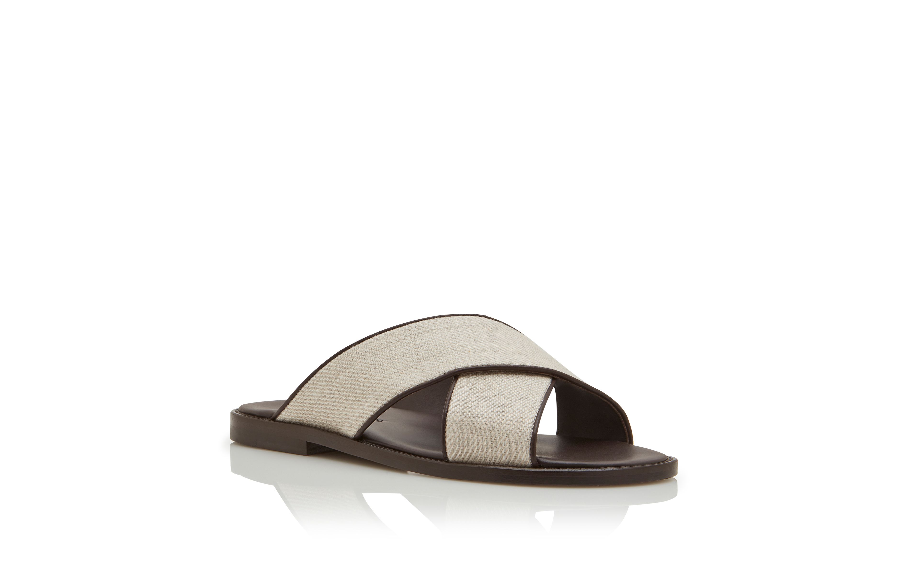 Designer Cream Linen Sandals - Image Upsell