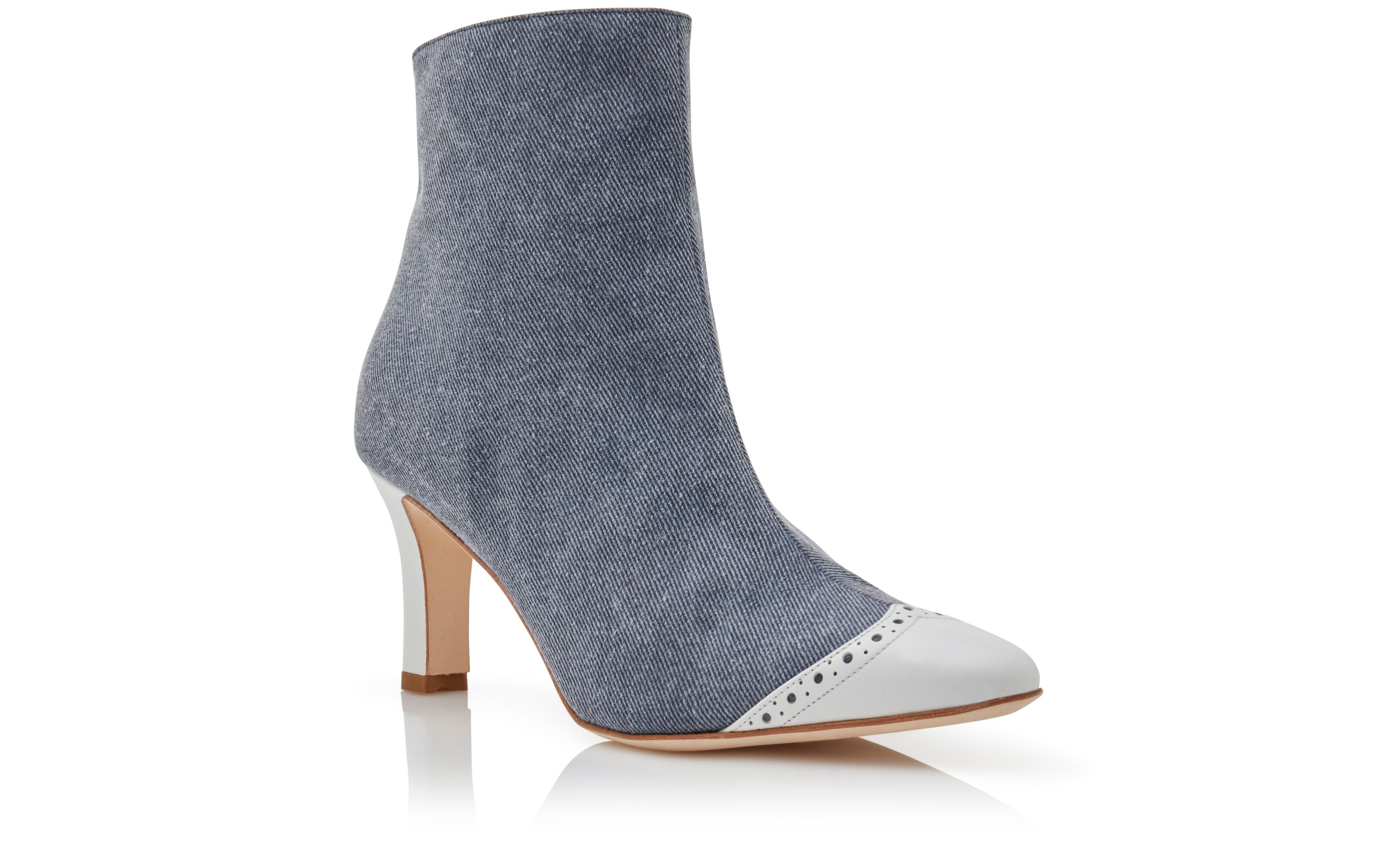 Designer Blue and White Denim Ankle Boots - Image Upsell