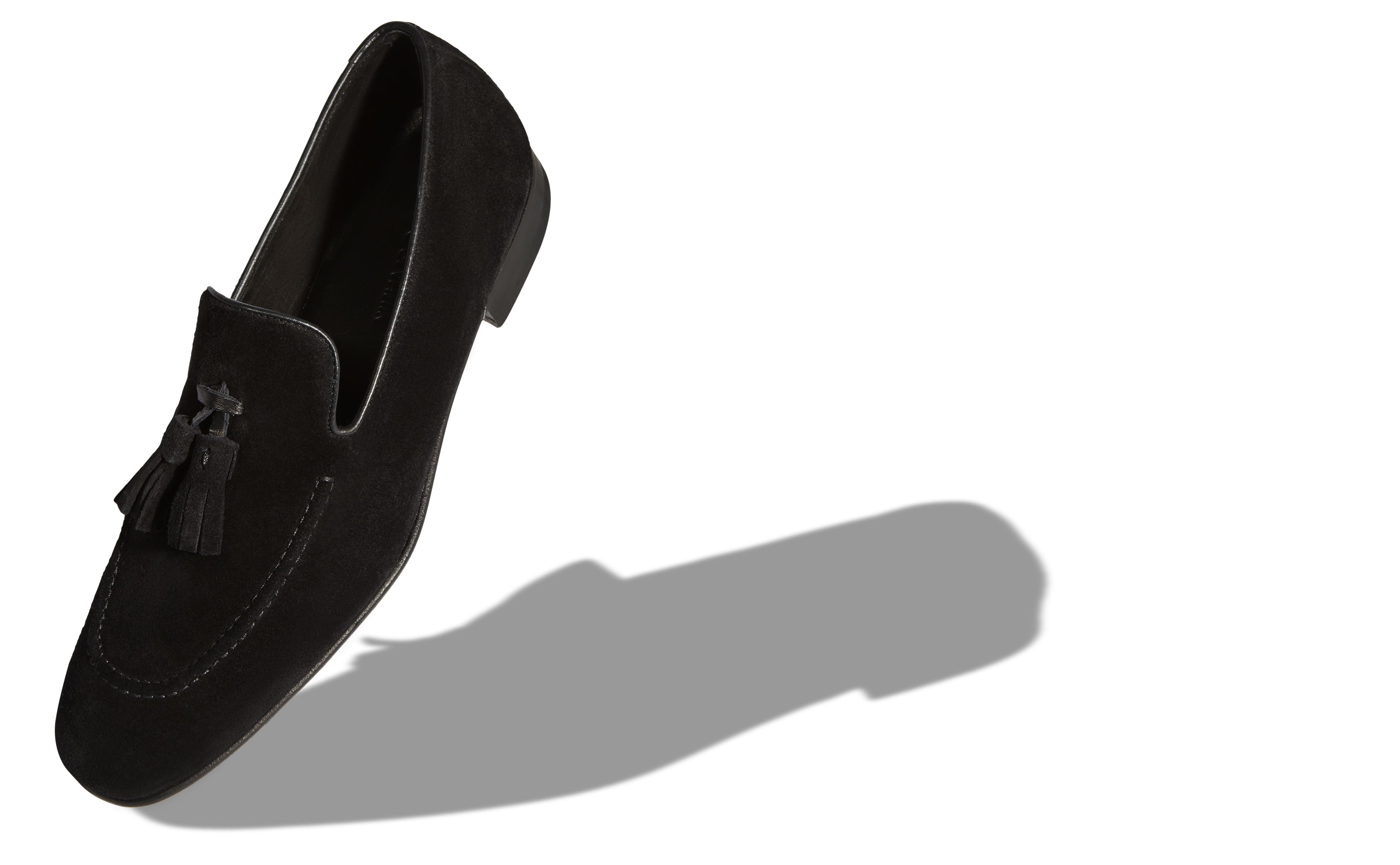 Designer Black Suede Tassel Loafers - Image Main