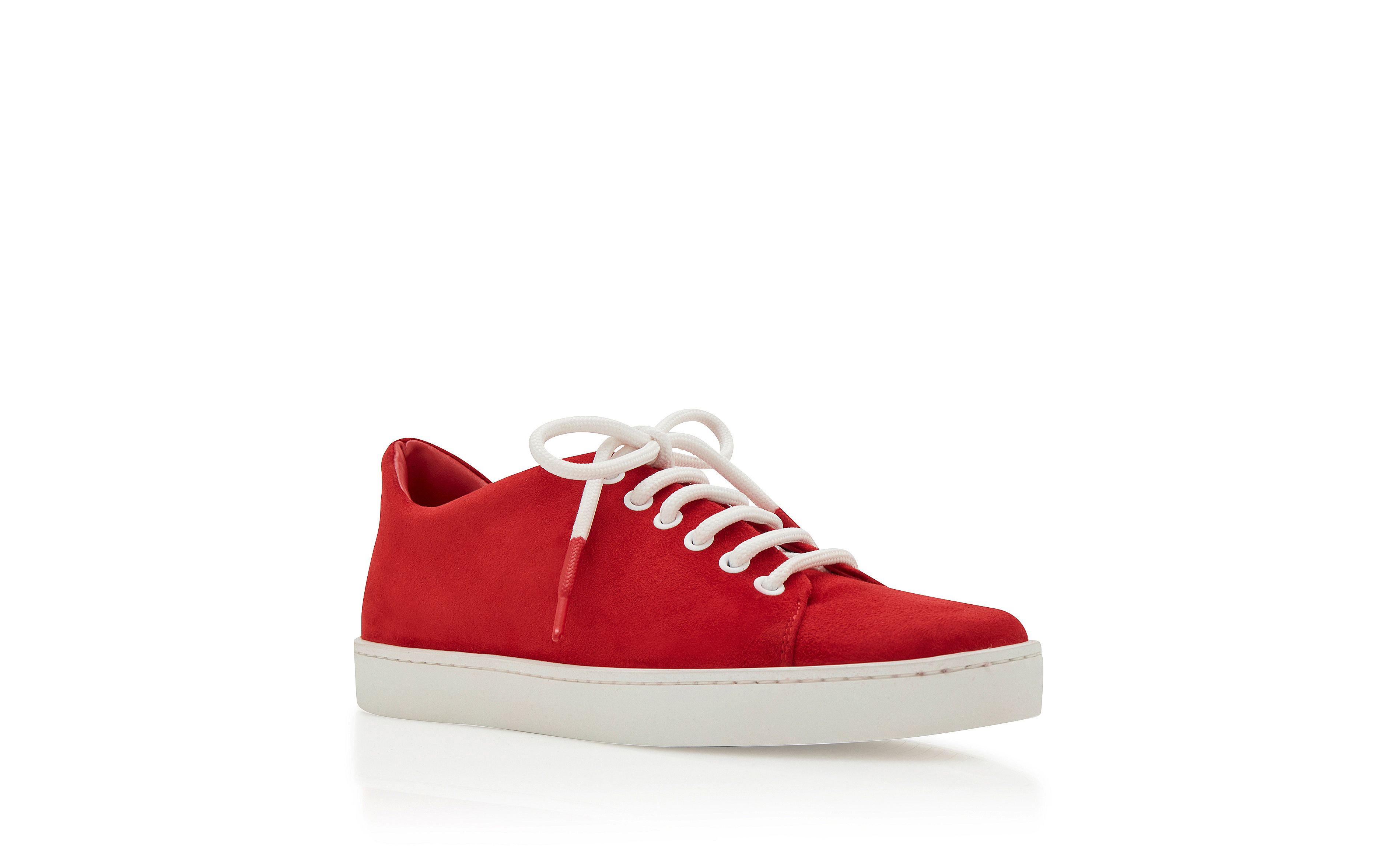 Designer Red Suede Low Cut Sneakers - Image Upsell
