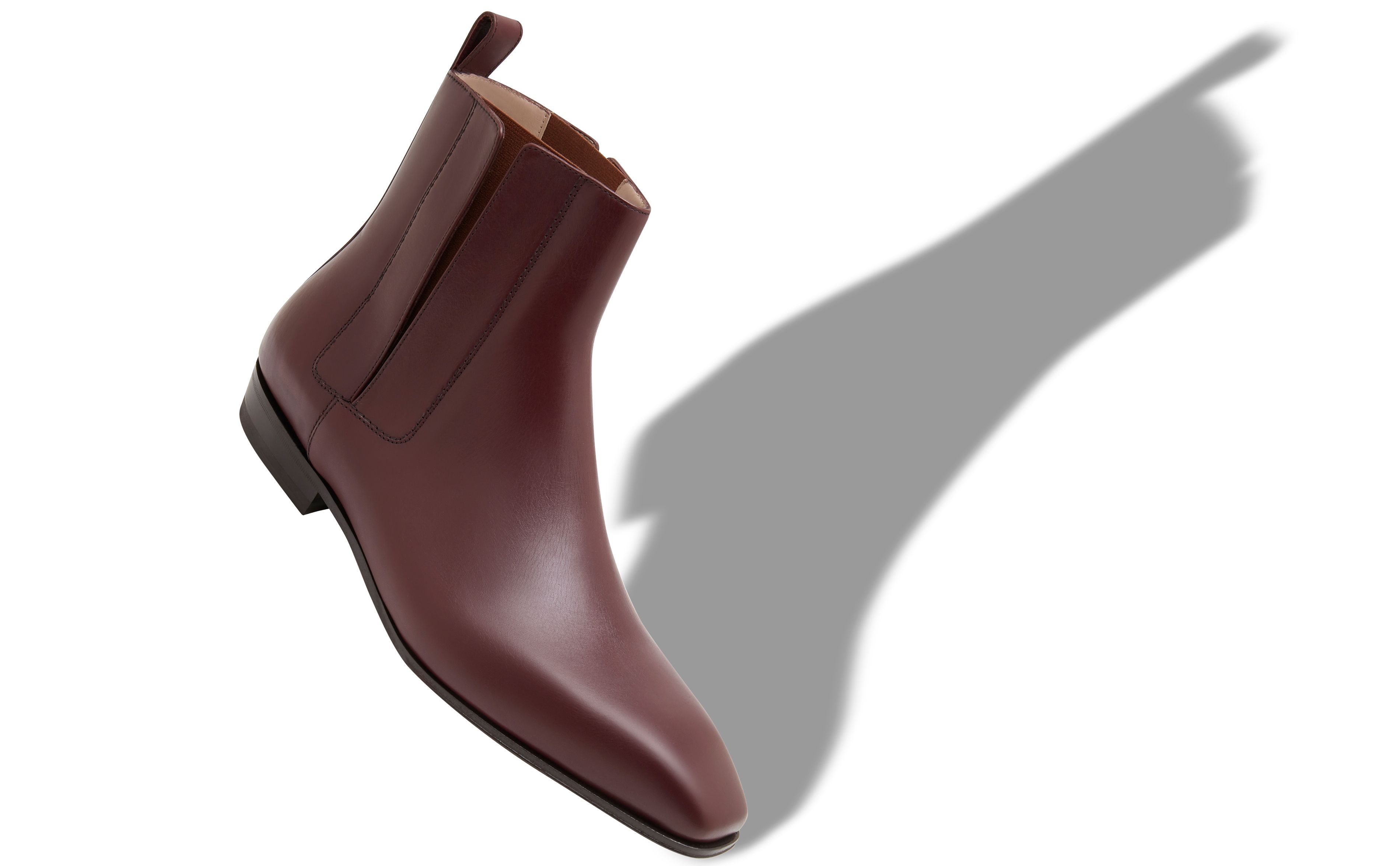 Designer Dark Red Calf Leather Ankle Boots - Image Main View