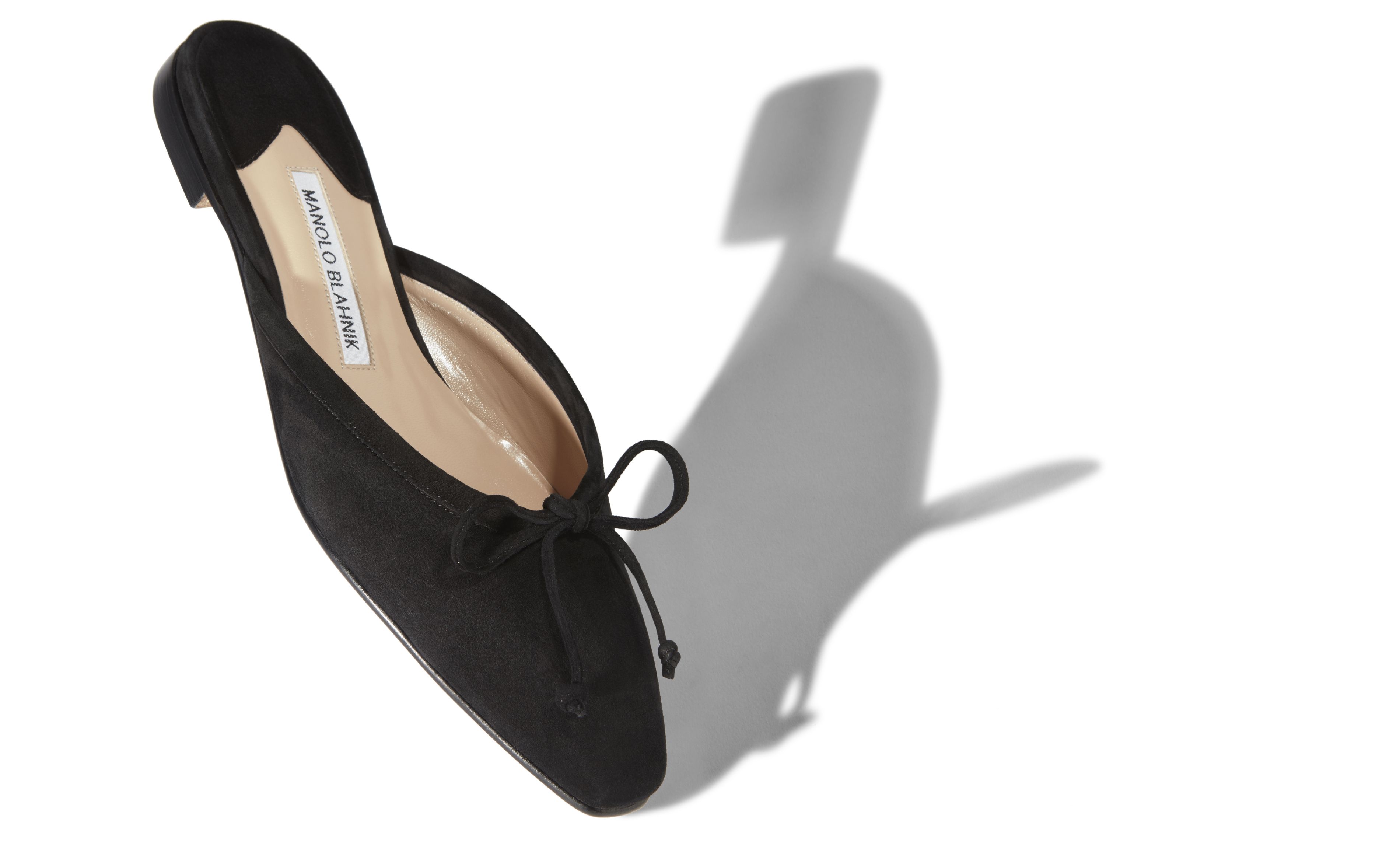 Designer Black Suede Flat Mules - Image Main