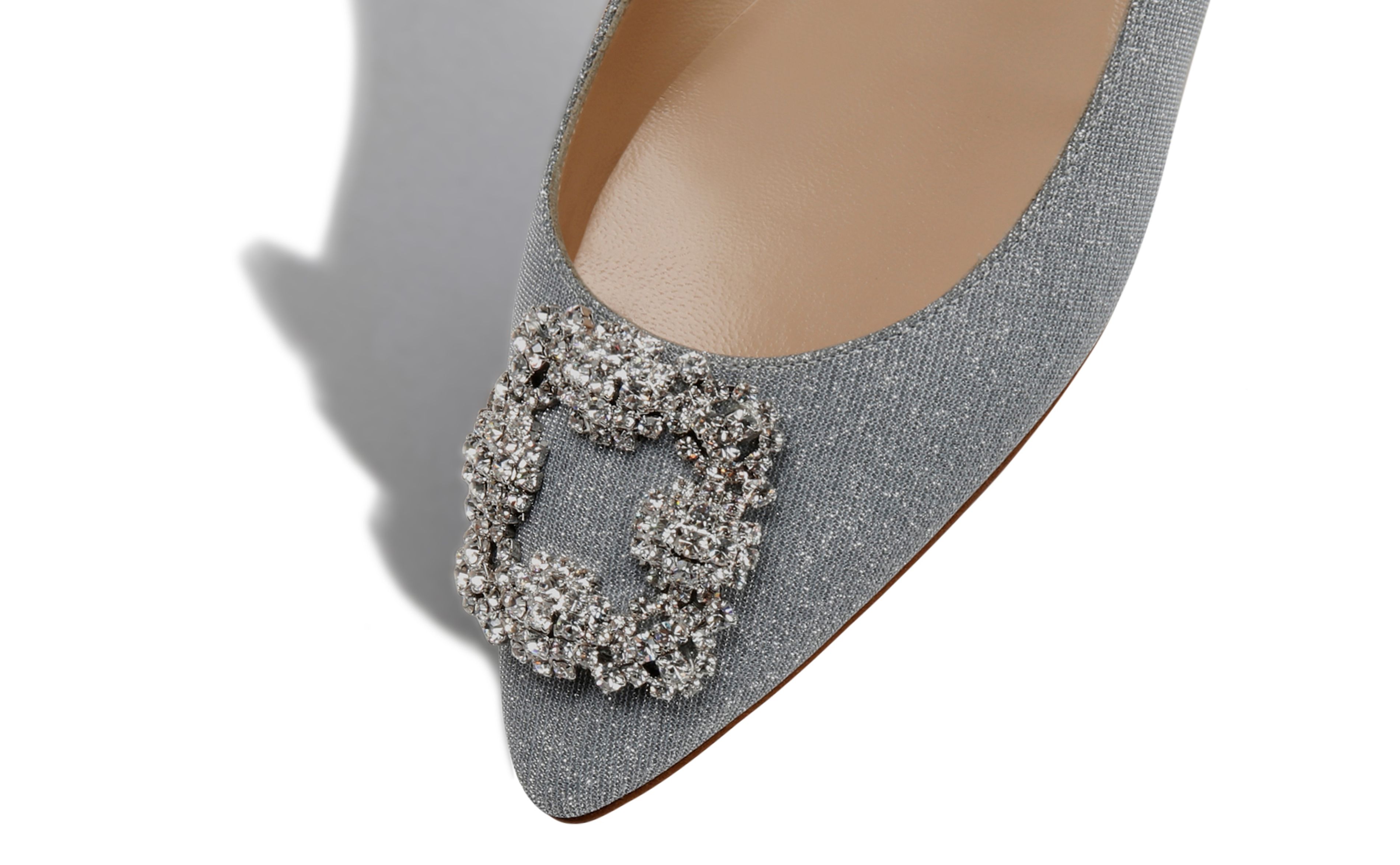 HANGISIFLAT GLITTER | Silver Glitter Fabric Jewel Buckle Flat 