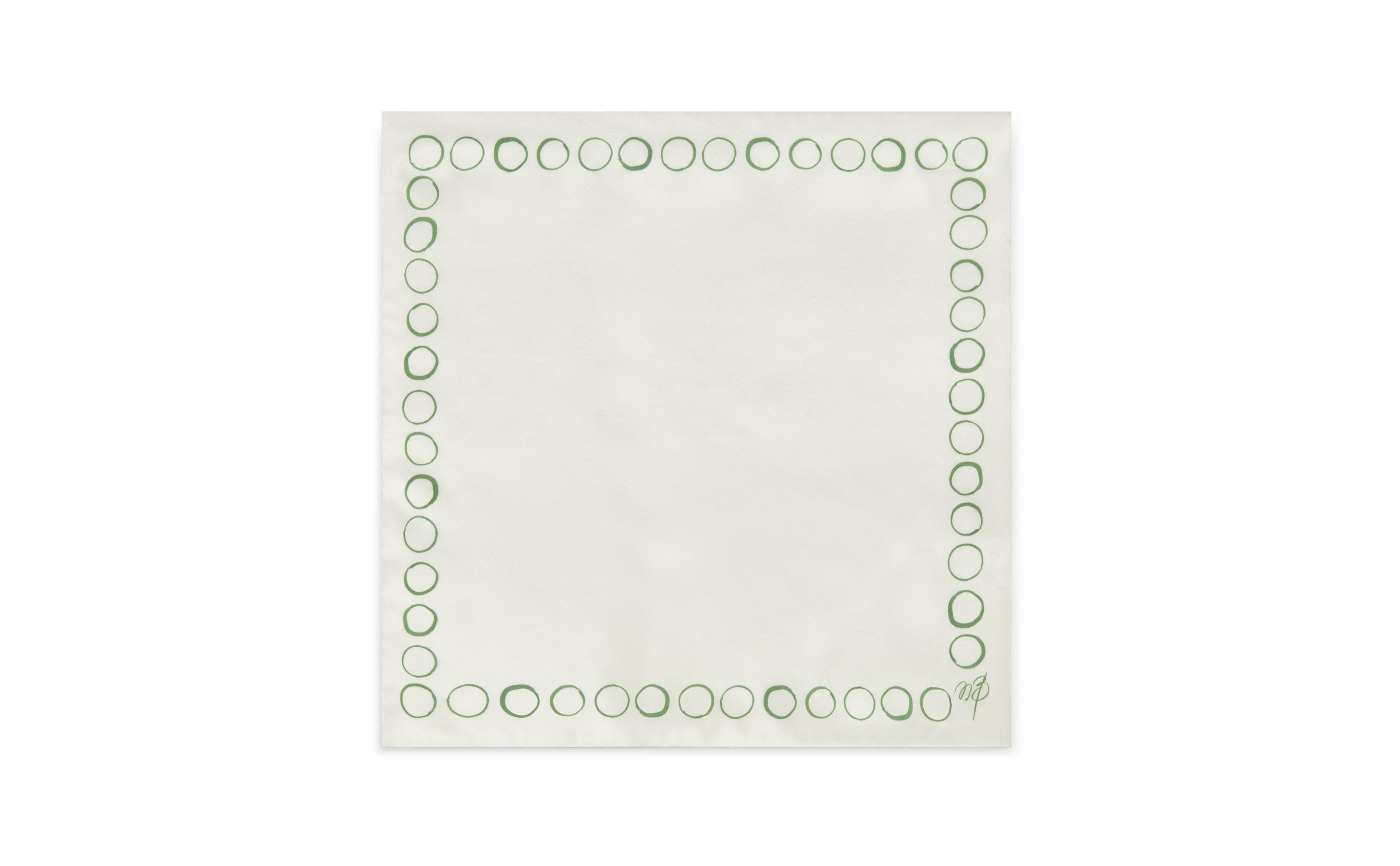 Designer Ivory and Green Silk Pocket Square - Image Upsell