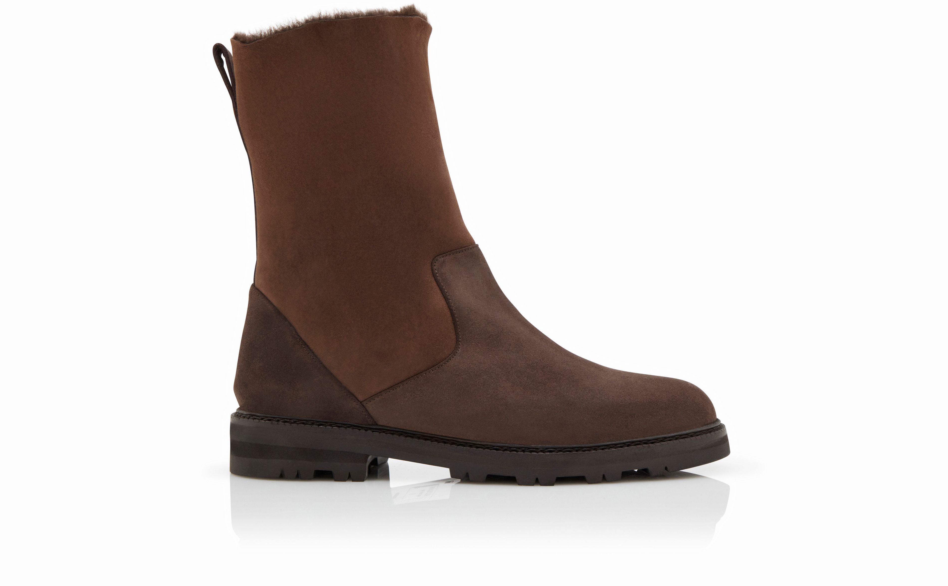 Designer Dark Brown Suede Mid Calf Boots - Image thumbnail