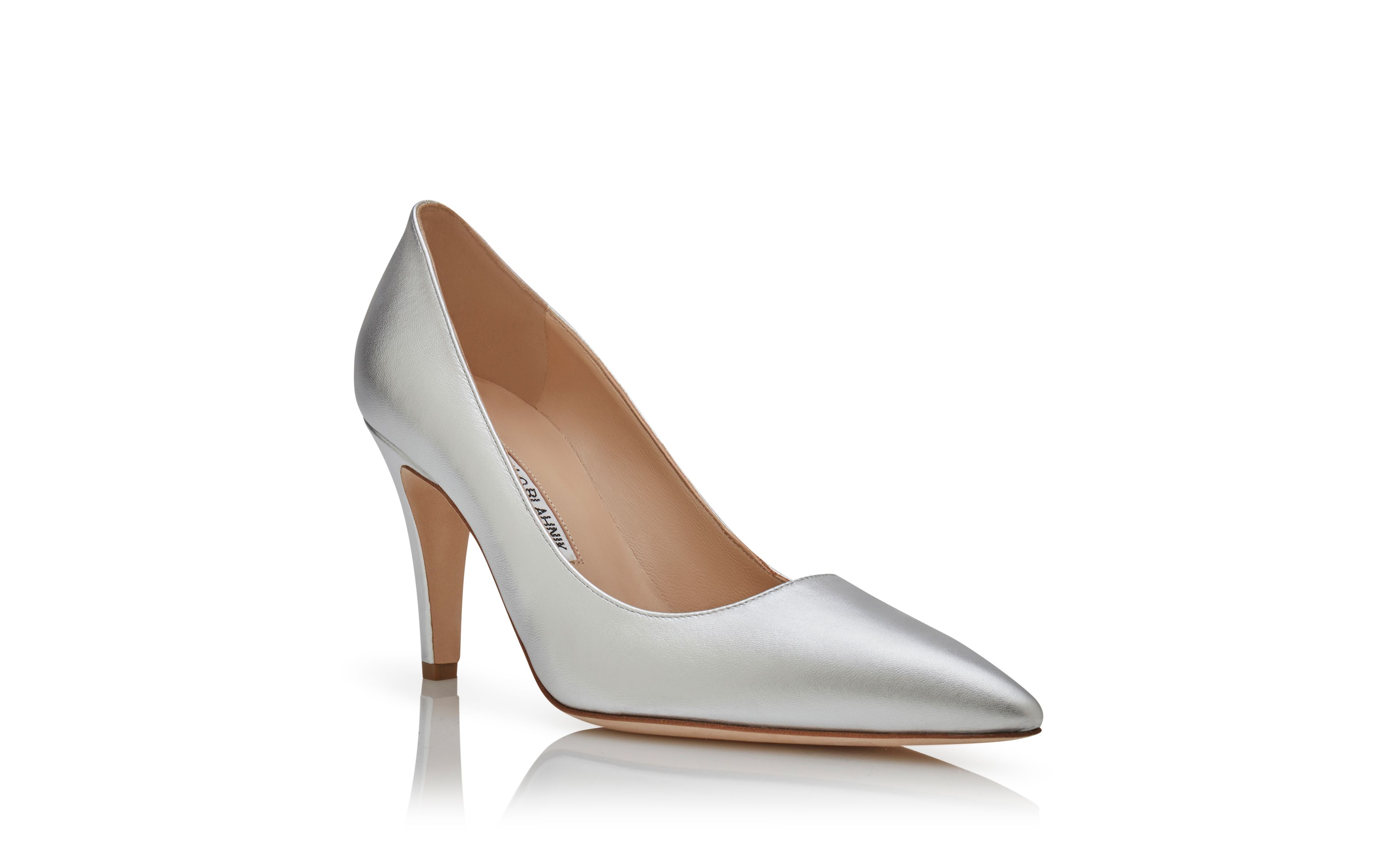 Designer Silver Nappa Leather Pumps - Image Upsell