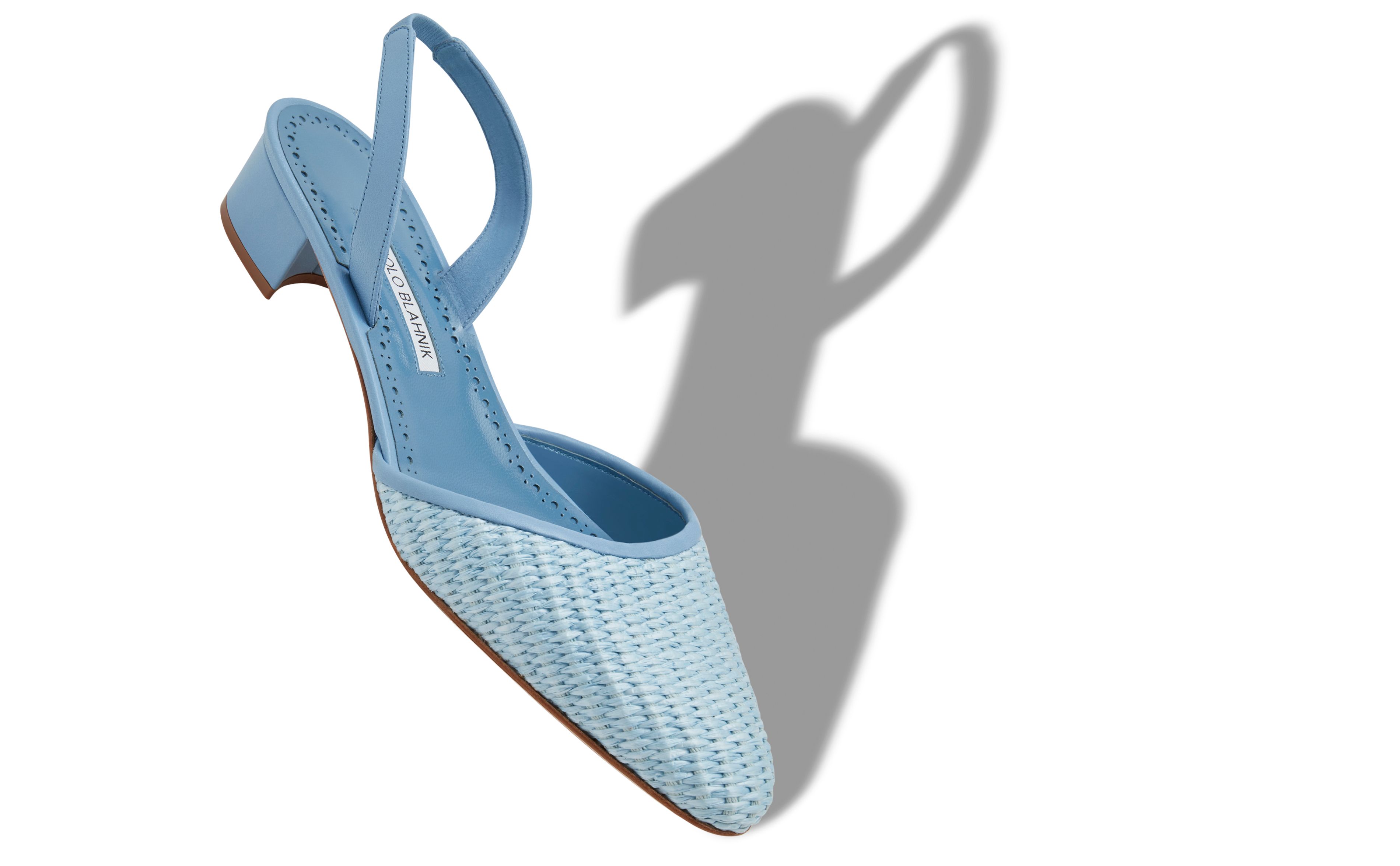 Designer Light Blue Raffia Slingback Pumps - Image small_image