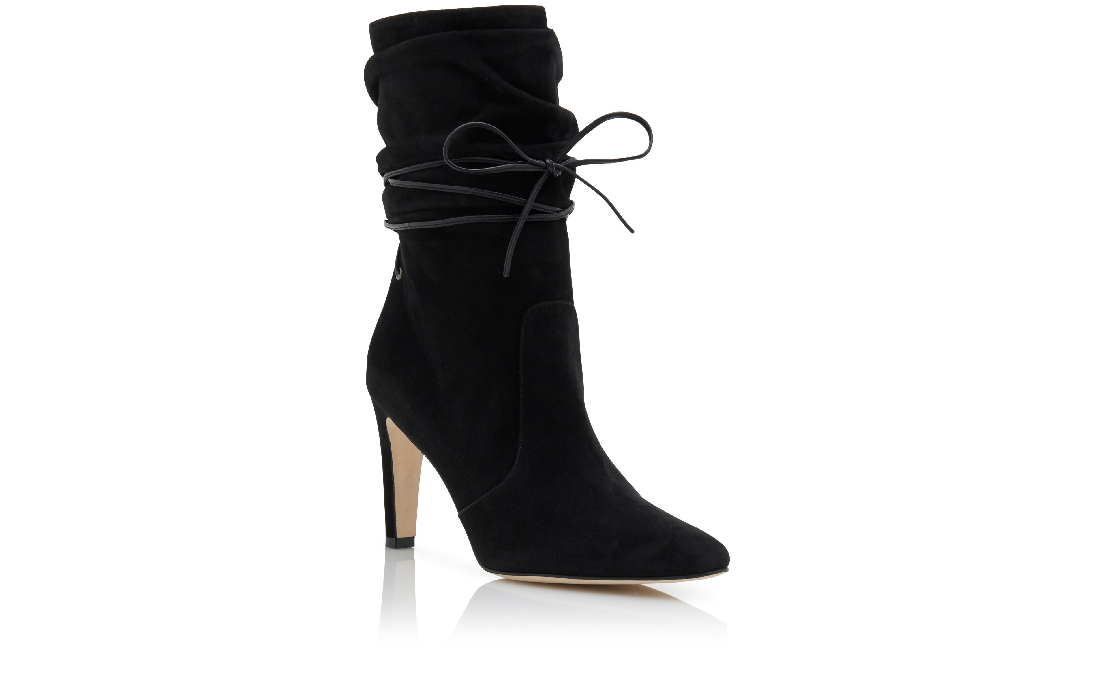 Designer Black Suede Slouchy Ankle Boots - Image Upsell