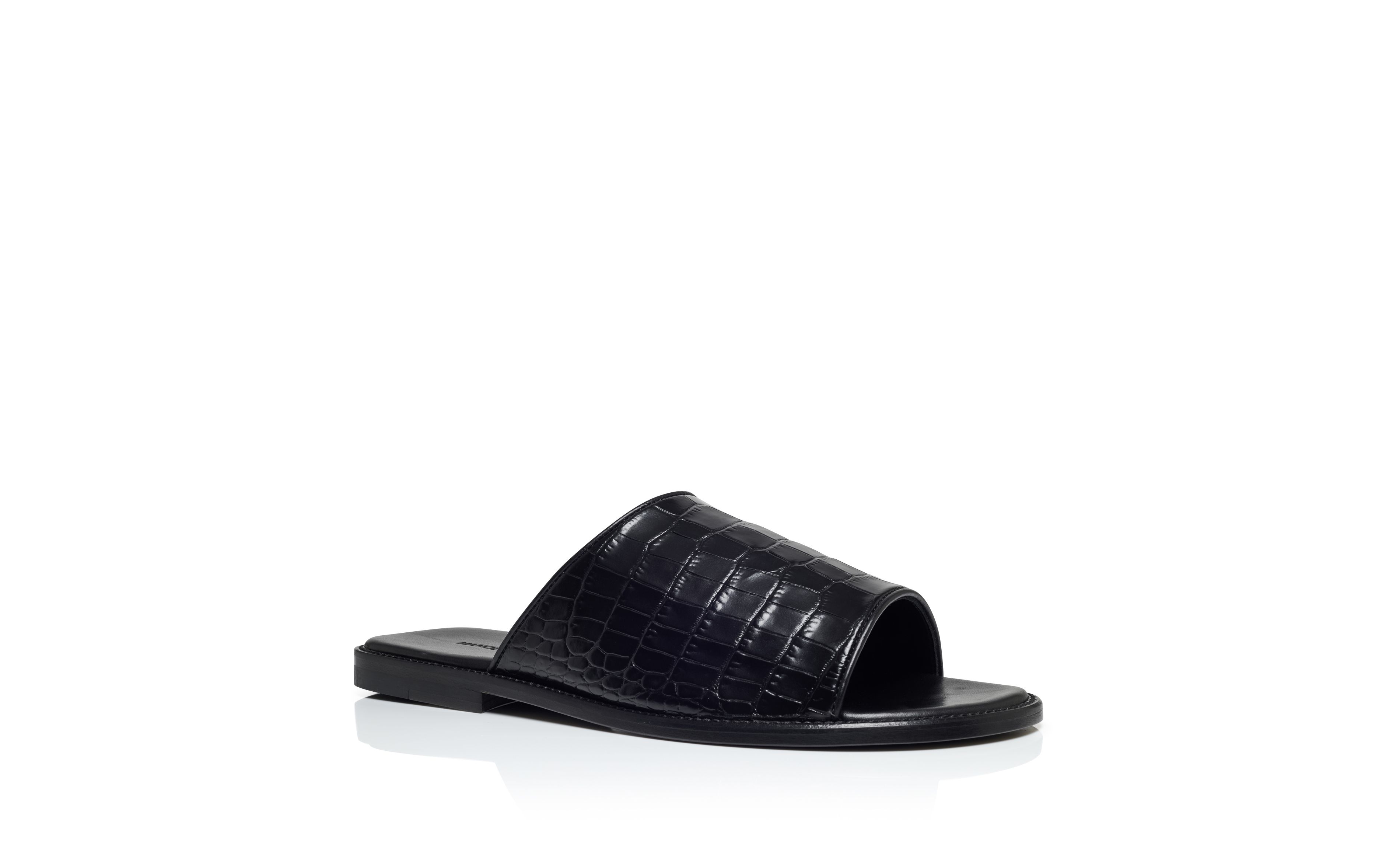Designer Black Calf Leather Sandals - Image Upsell