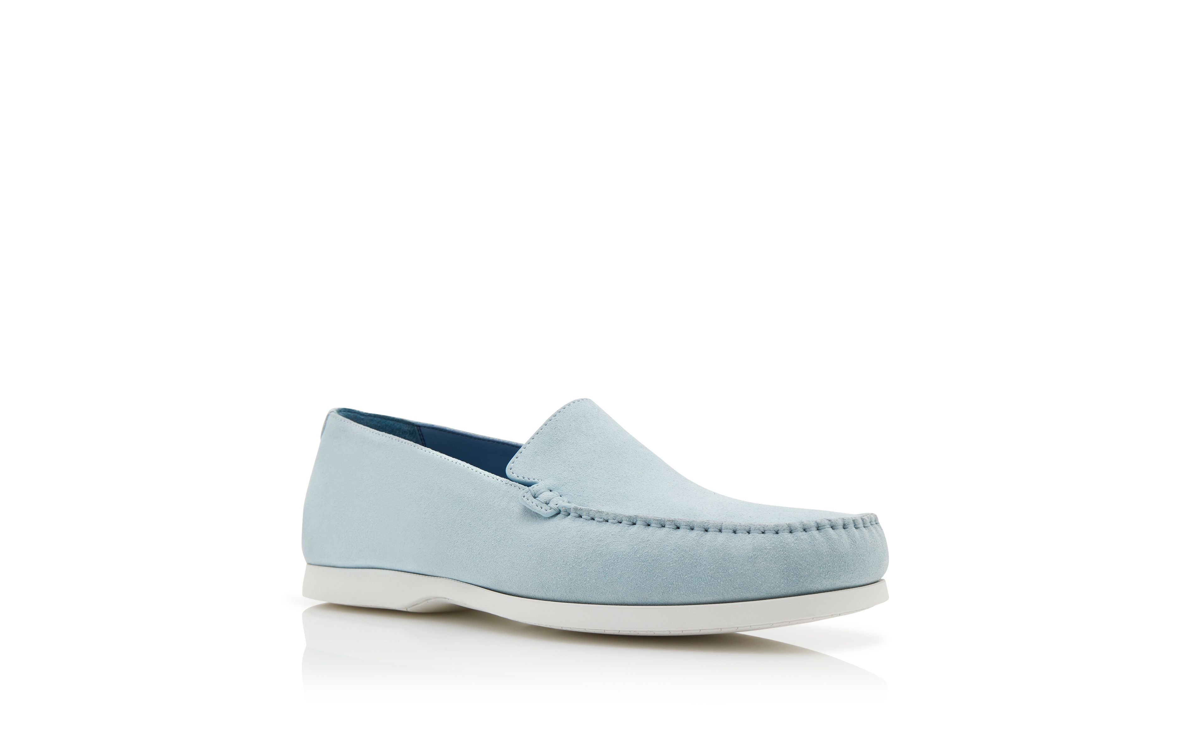 Designer Light Blue Suede Boat Shoes - Image Upsell