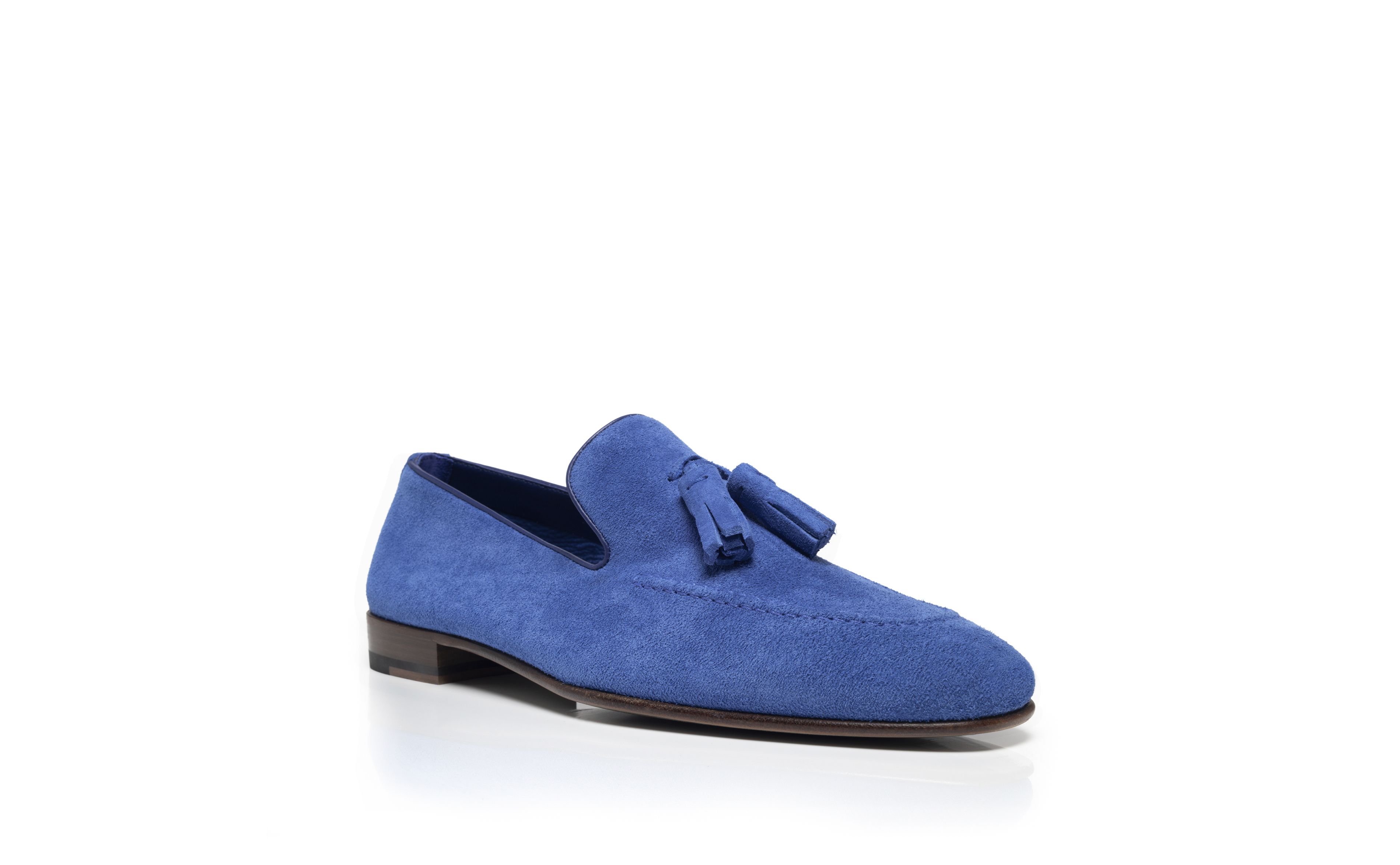Designer Blue Suede Tassel Loafers - Image Upsell