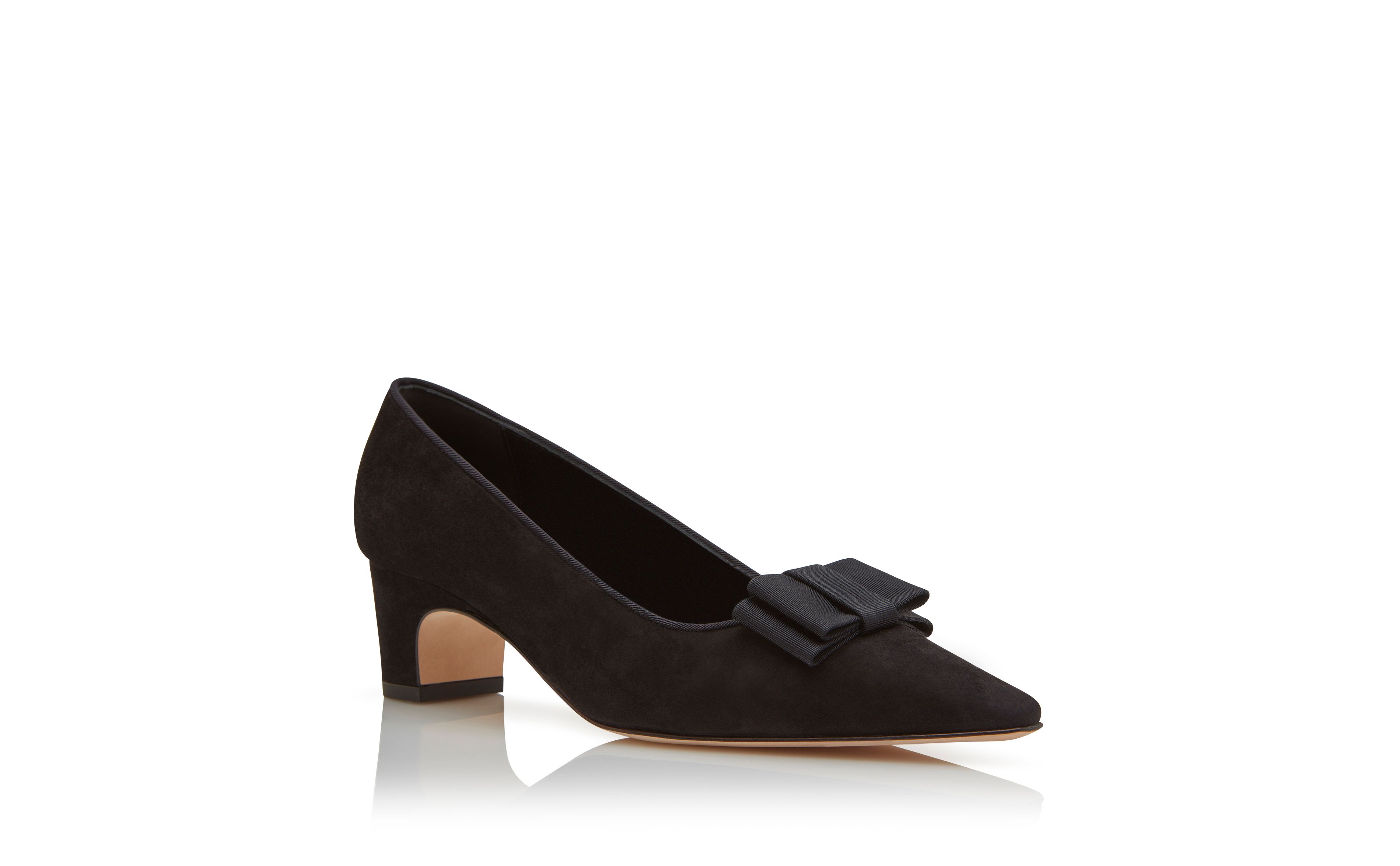 Designer Black Suede Bow Detail Pumps - Image Upsell