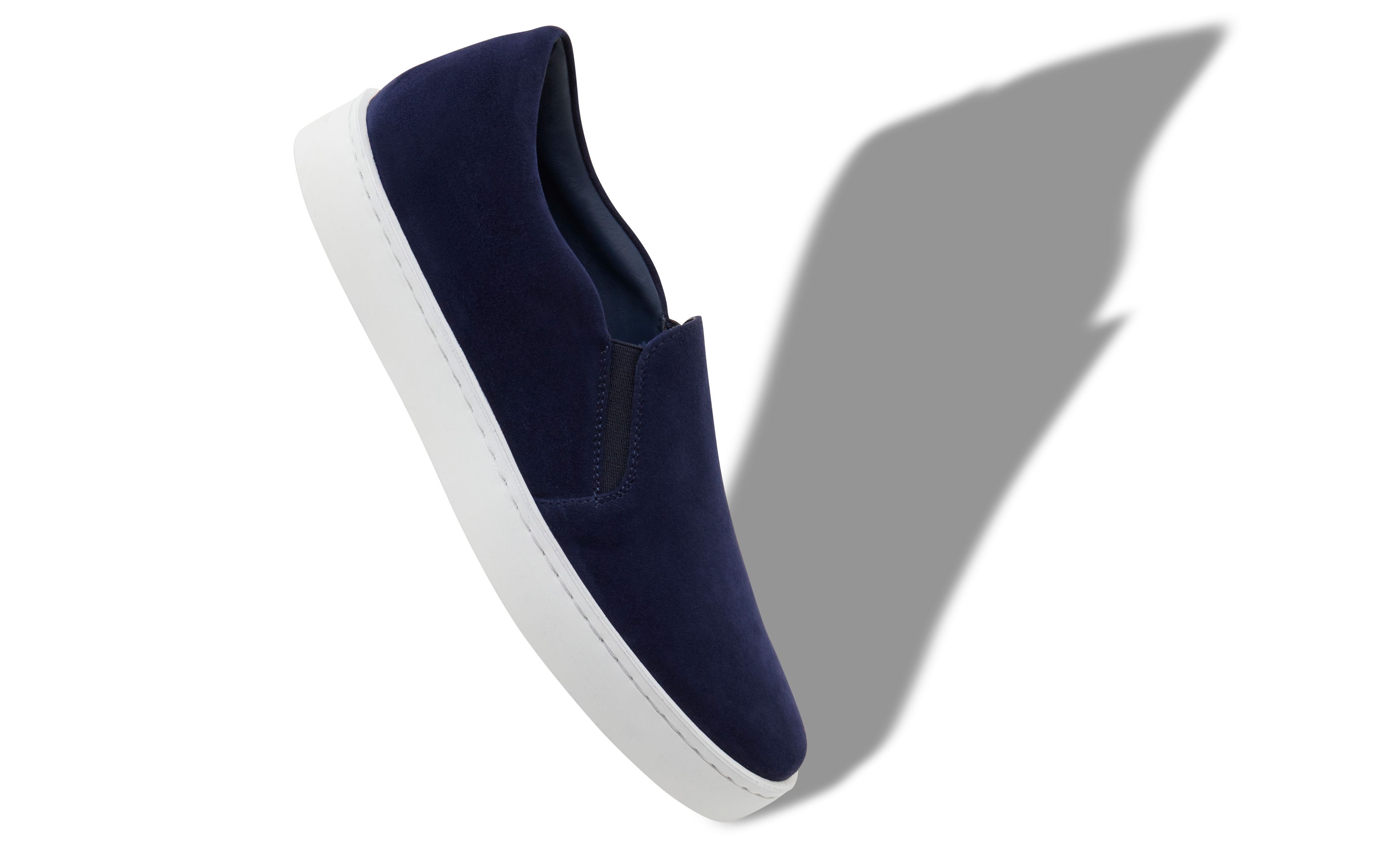 Designer Navy Blue Suede Slip On Sneakers - Image Main