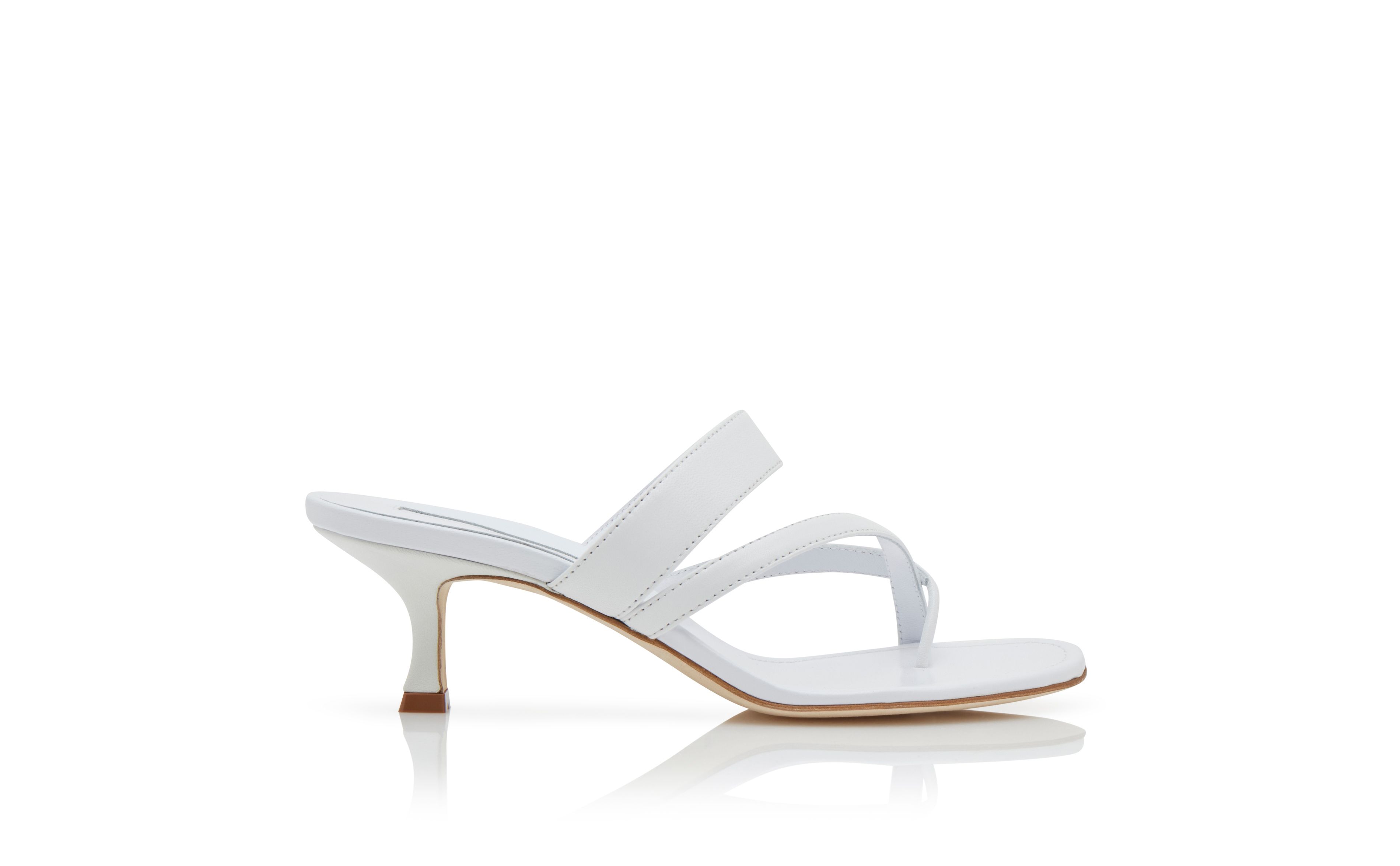 Designer White Nappa Leather Mules - Image thumbnail