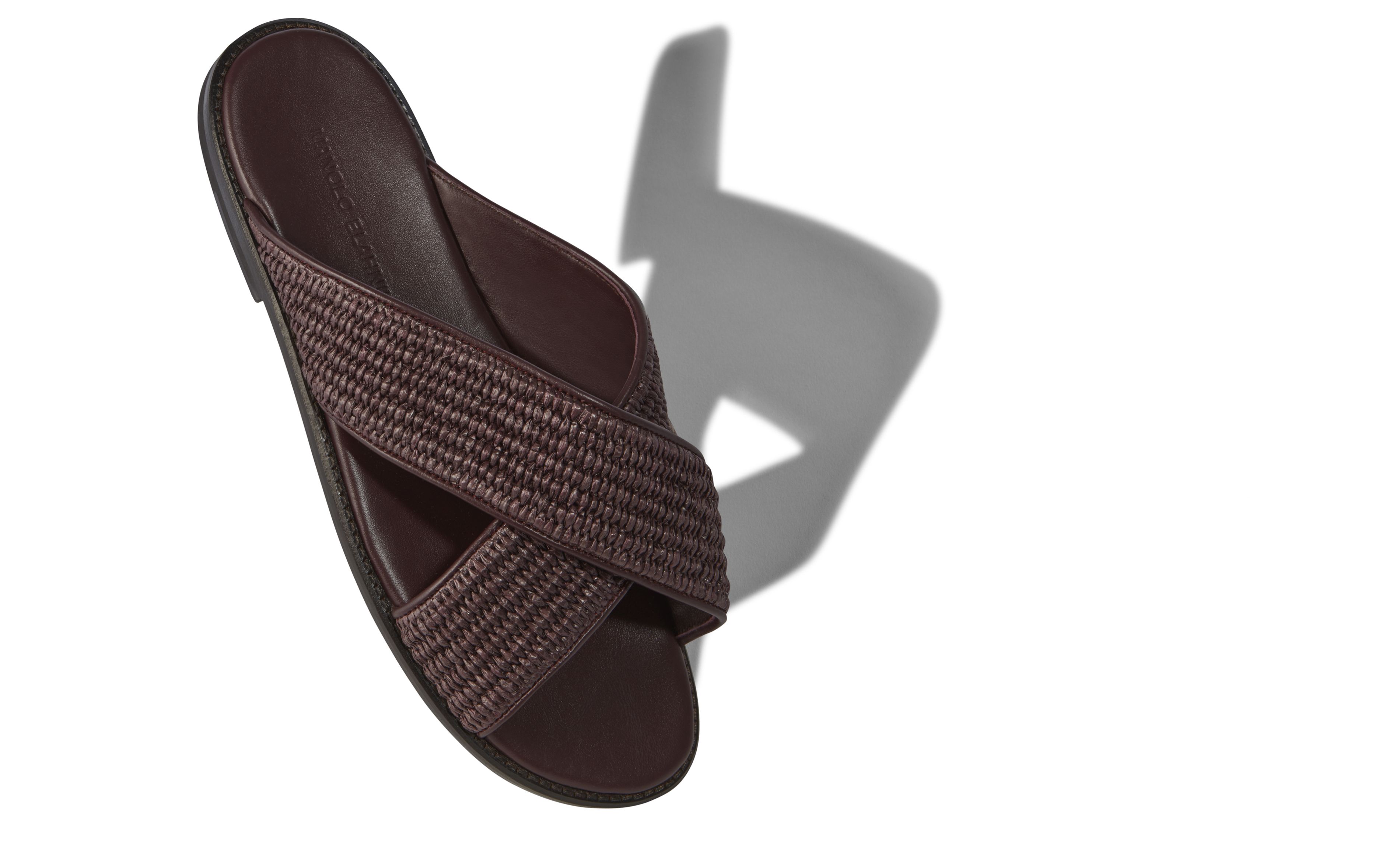 Designer Mahogany Brown Raffia Crossover Sandals - Image Main