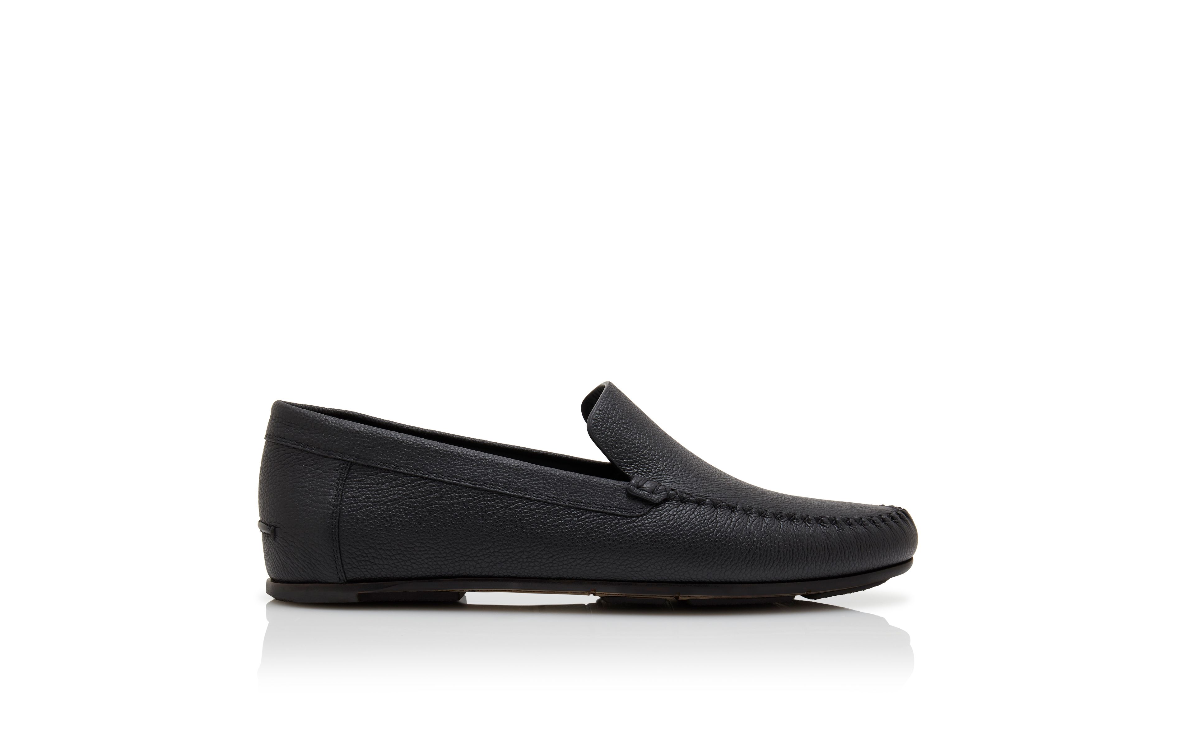 Designer Black Calf Leather Slippers - Image Side View