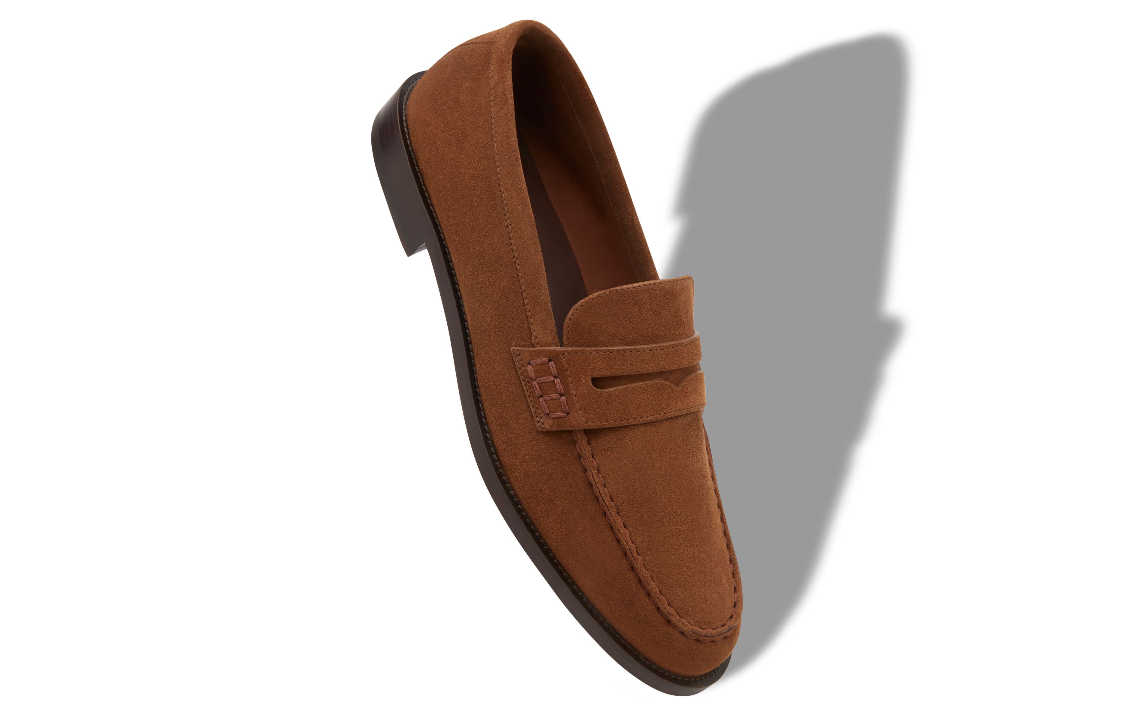 Designer Dark Brown Suede Penny Loafers - Image Main