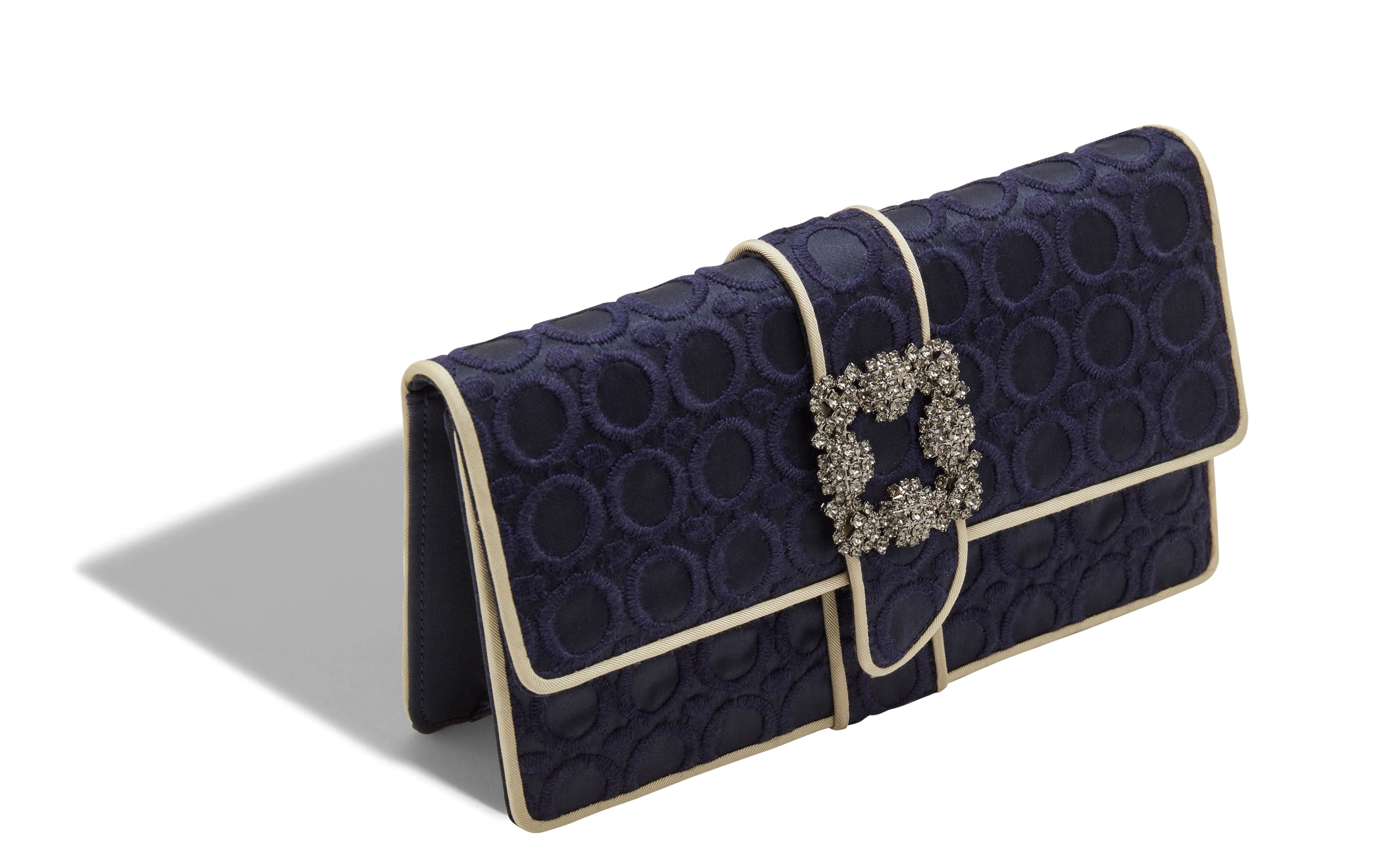 Designer Navy Blue Silk Clutch - Image Main View