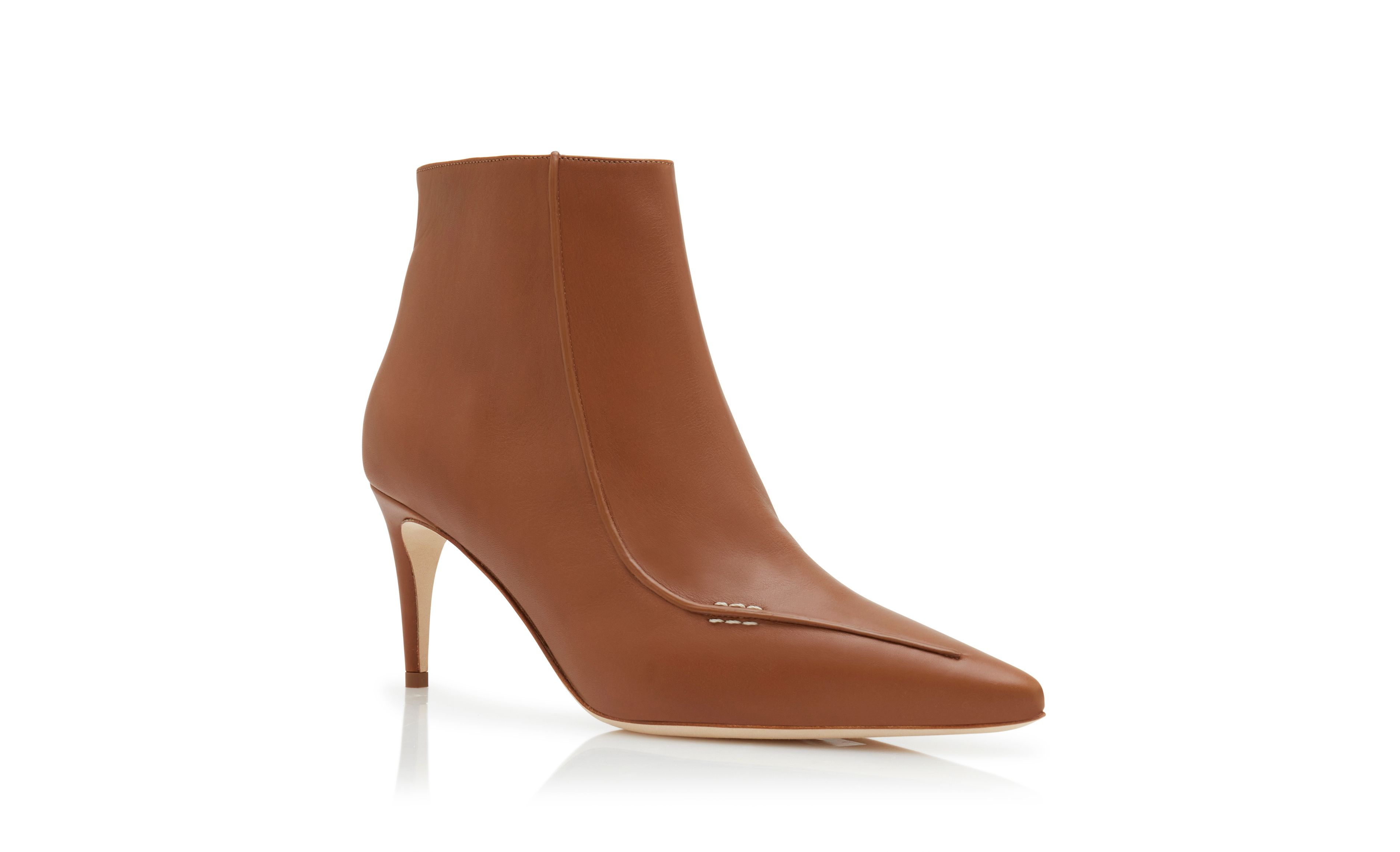 Designer Brown Calf Leather Ankle Boots - Image Upsell