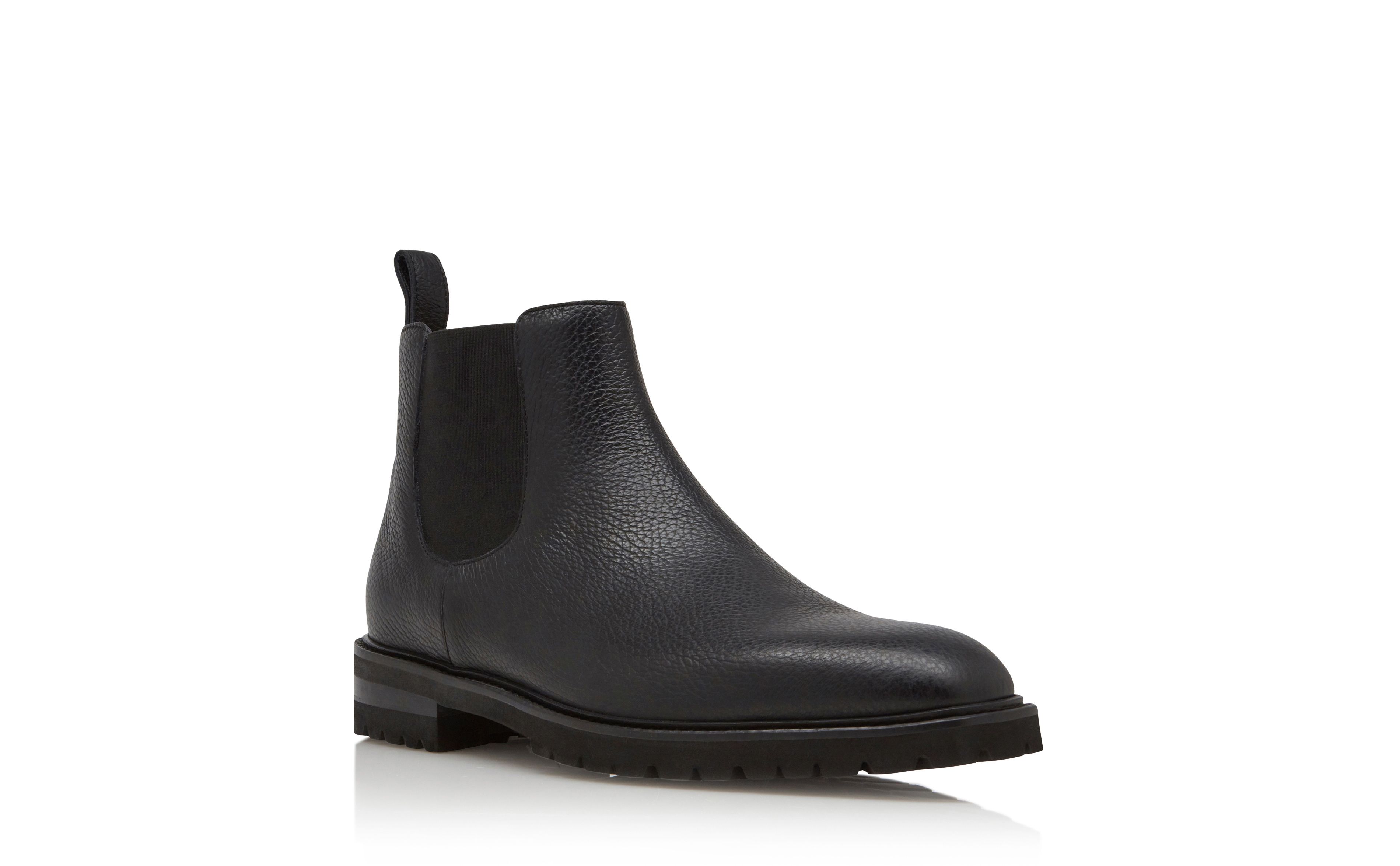 Designer Black Calf Leather Ankle Boots - Image Upsell