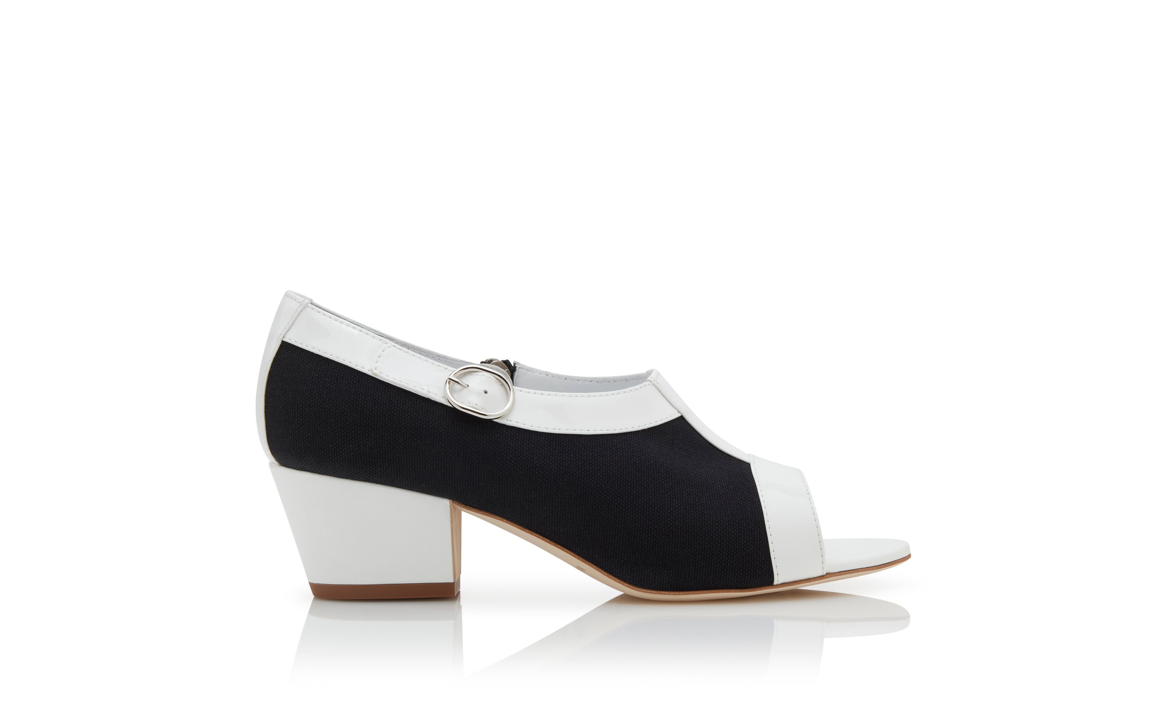 Designer White and Black Cotton Open Toe Sandals - Image thumbnail