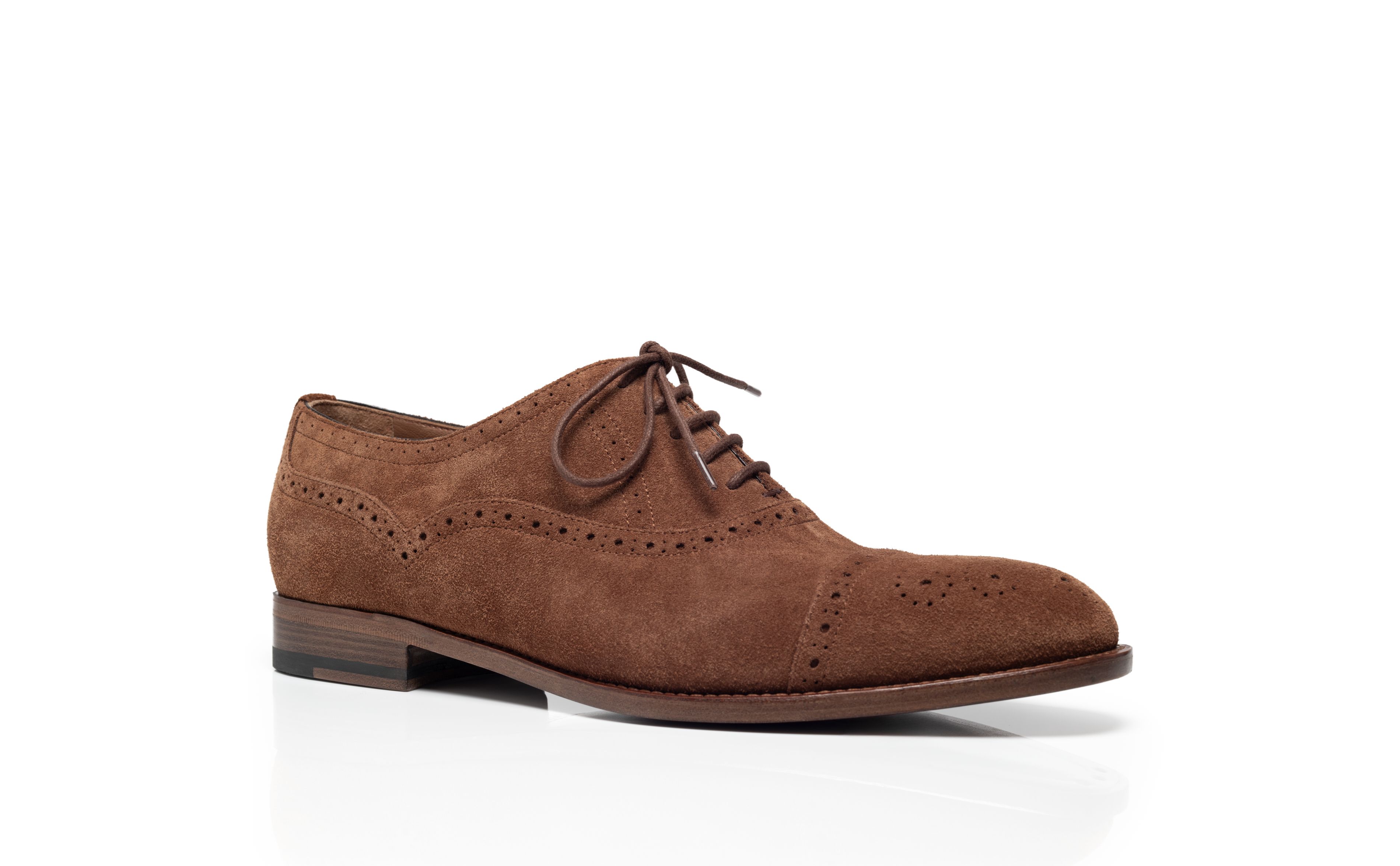 Designer Brown Suede Cap Toe Oxfords - Image Upsell