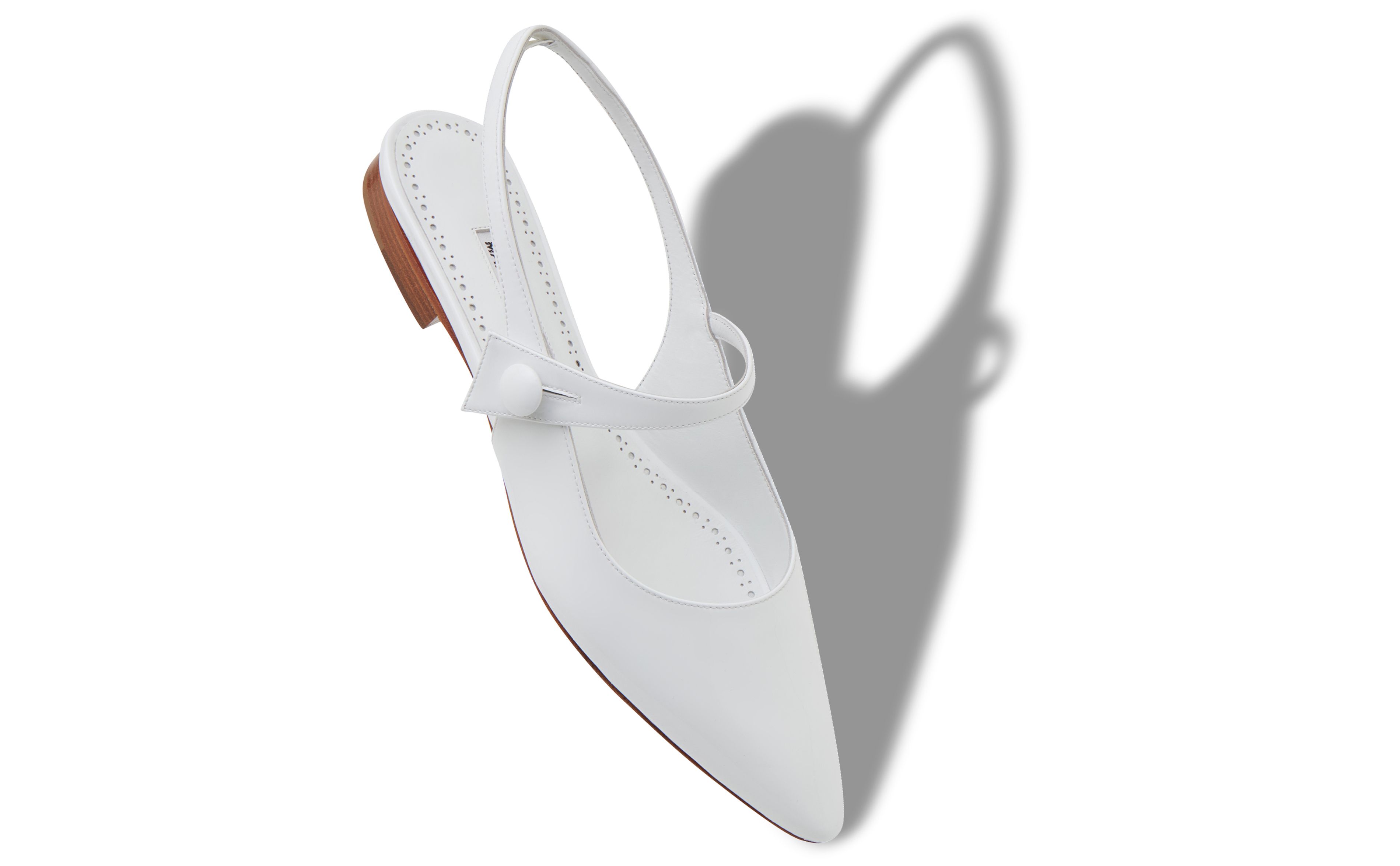 Designer White Patent Leather Slingback Flat Pumps  - Image Main