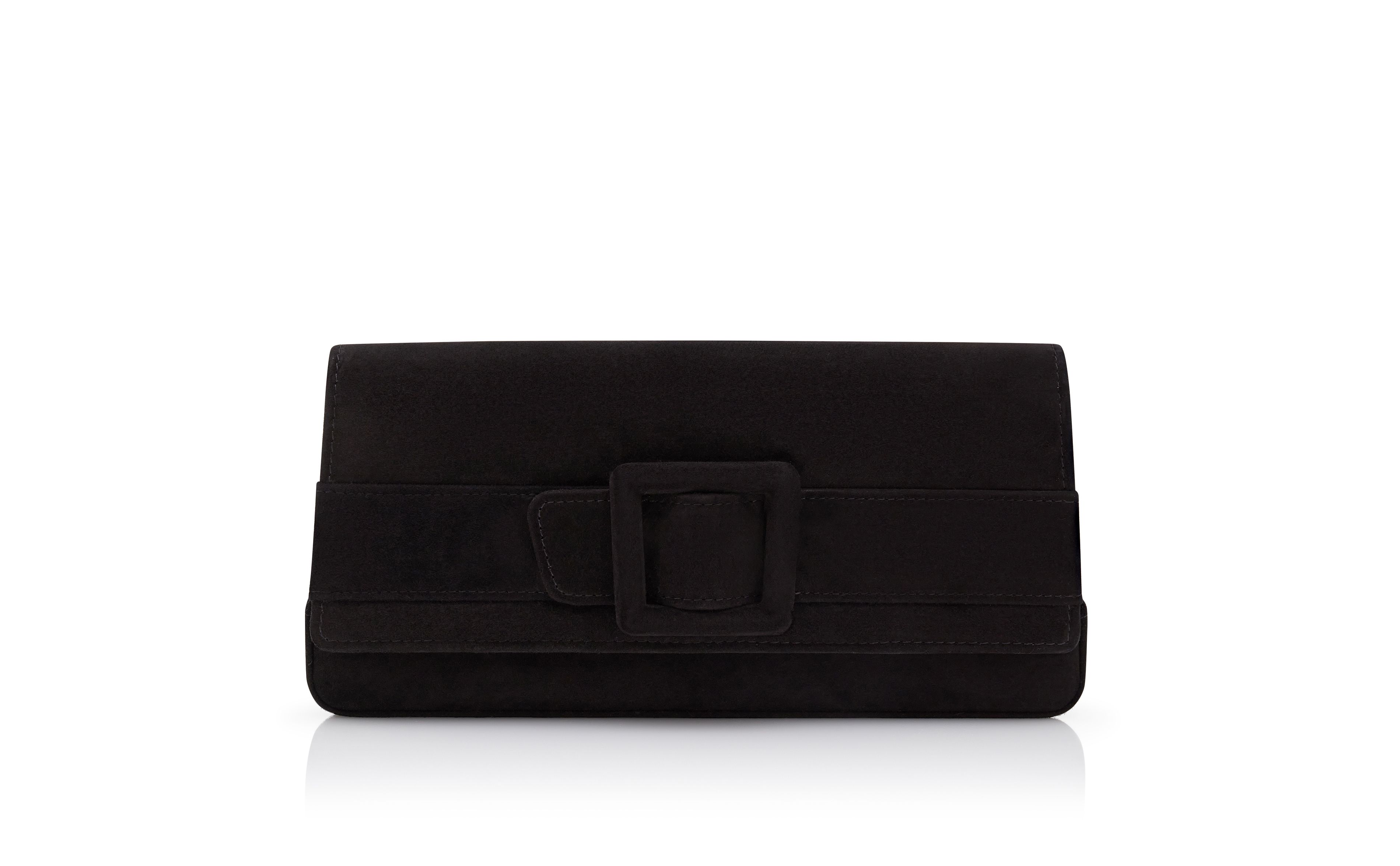 Designer Black Suede Buckle Clutch - Image thumbnail