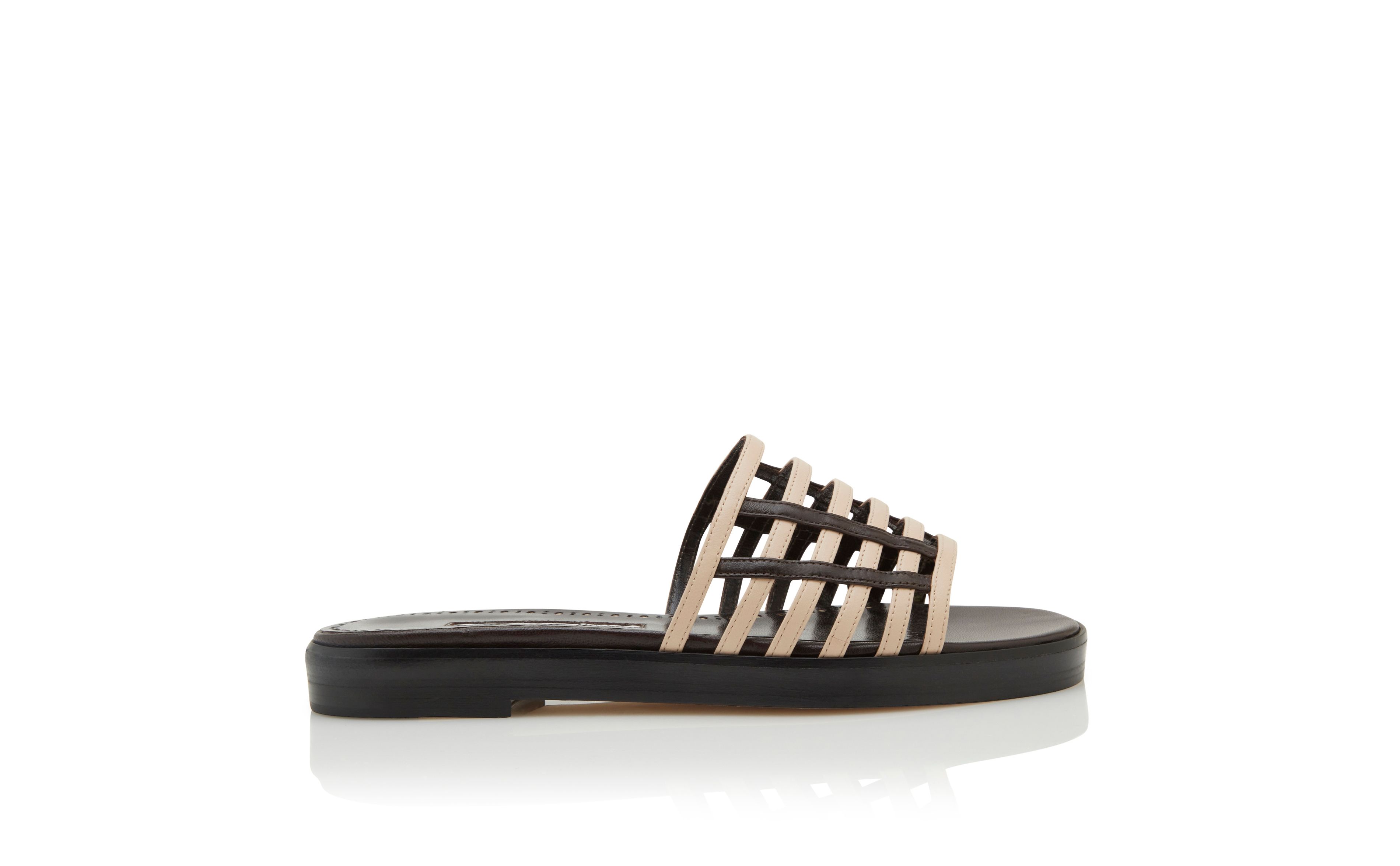 Designer Dark Cream and Brown Nappa Leather Sandals  - Image thumbnail