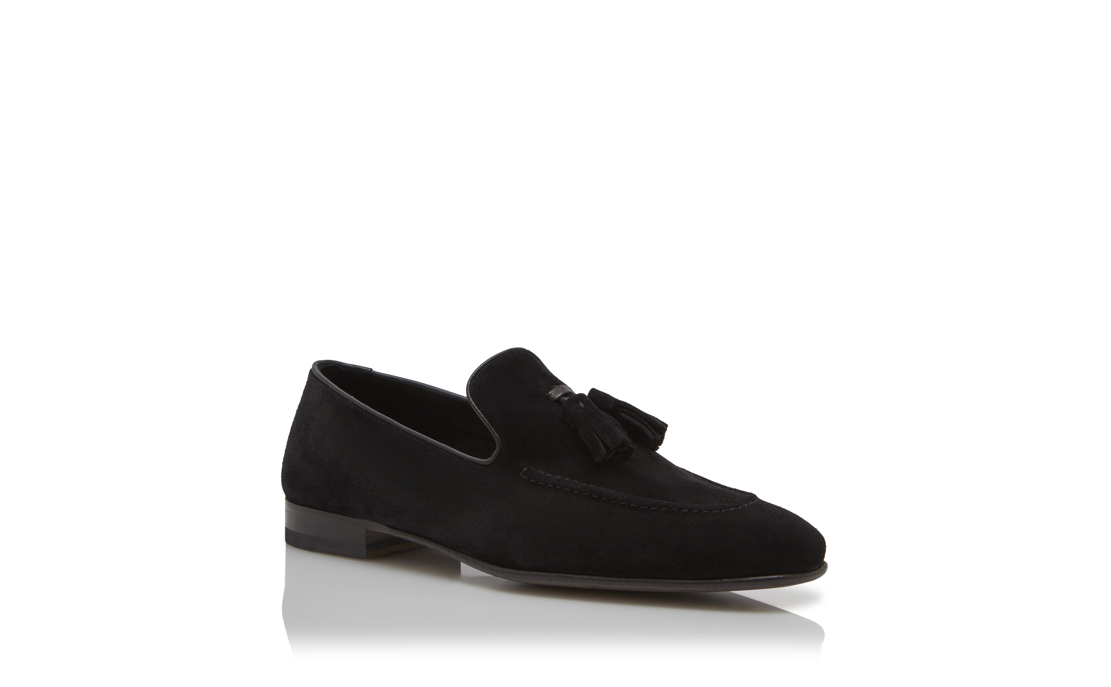 Designer Black Suede Tassel Loafers - Image Upsell