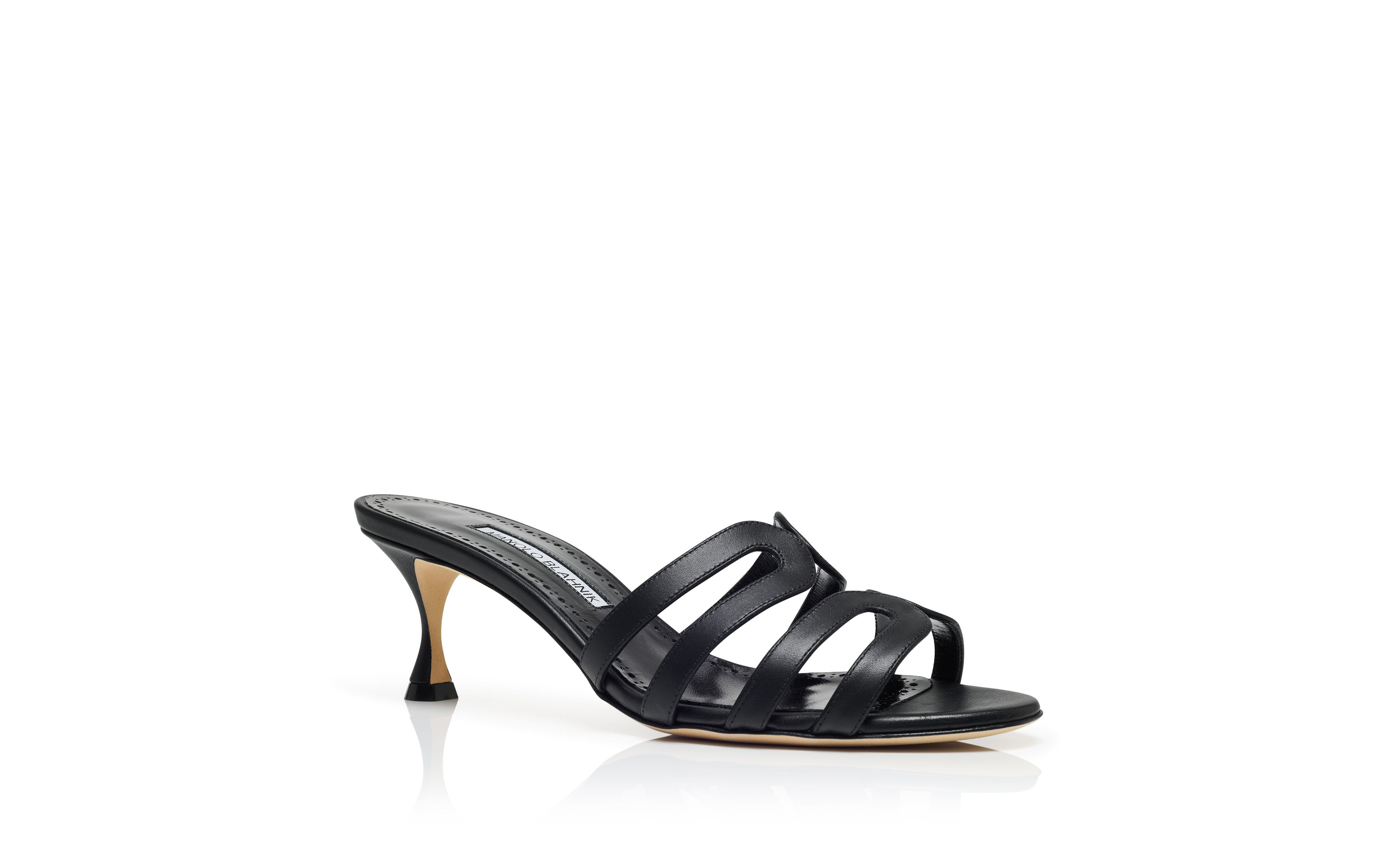 Designer Black Calf Leather Mules - Image Upsell