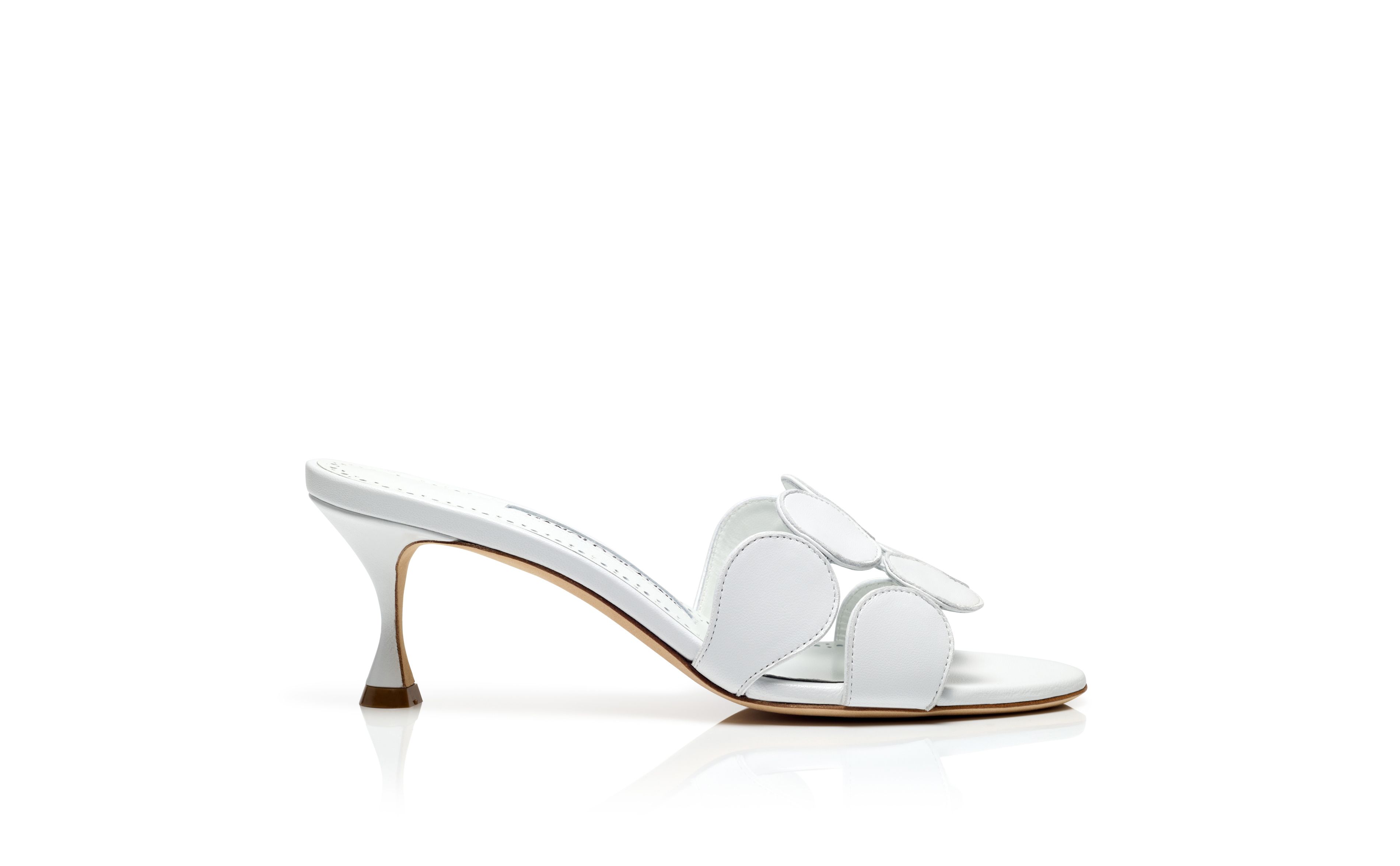 Designer White Nappa Leather Mules - Image Side View