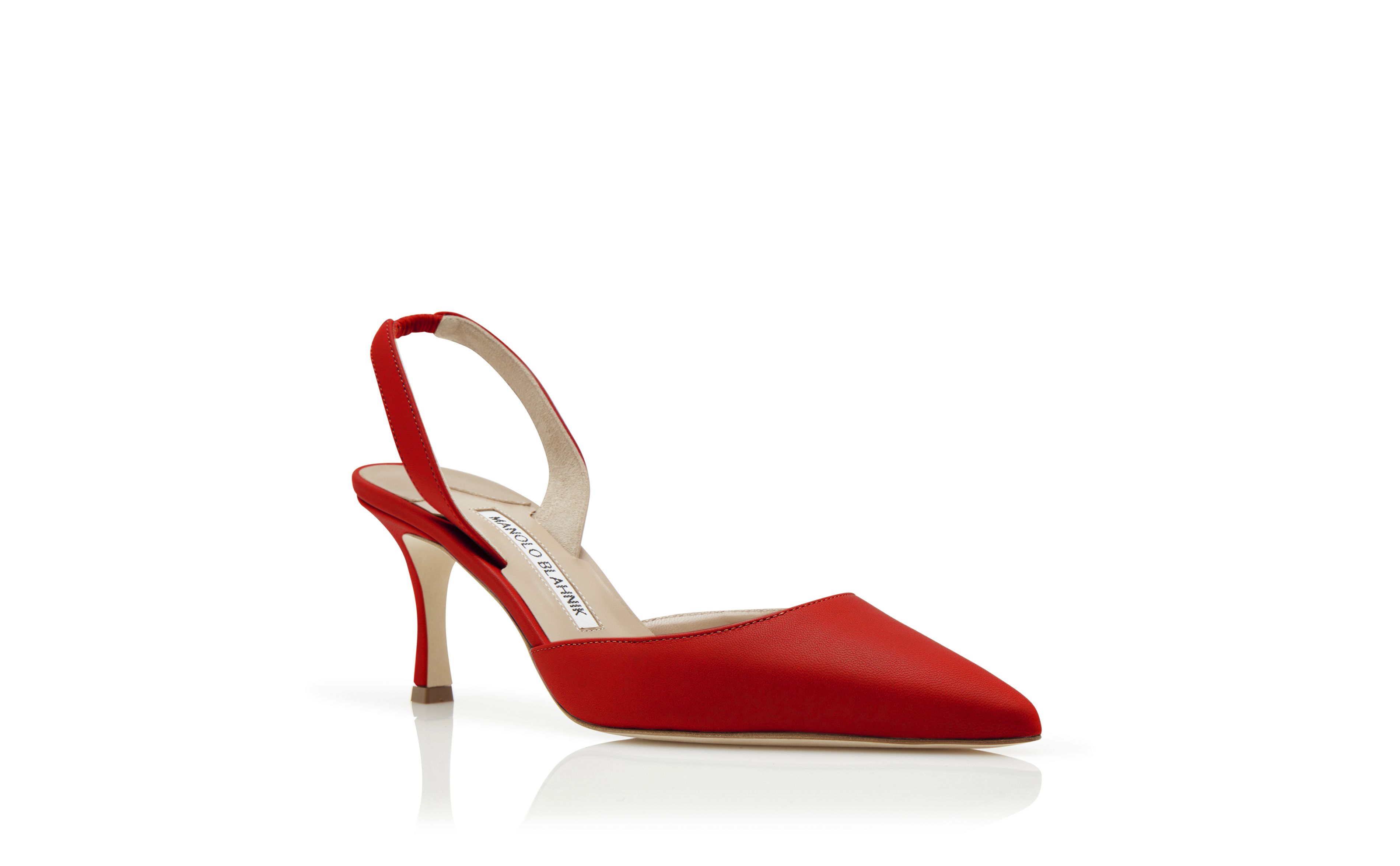 Designer Red Nappa Leather Slingback Pumps - Image Upsell