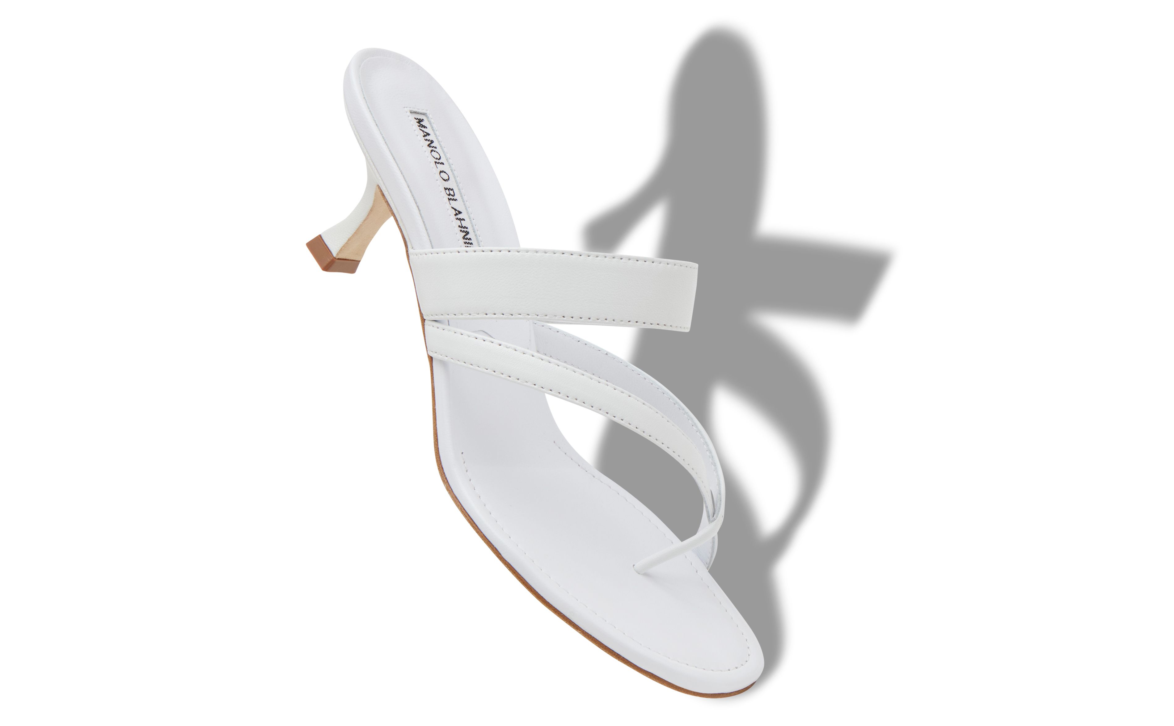 Designer White Nappa Leather Mules - Image Main