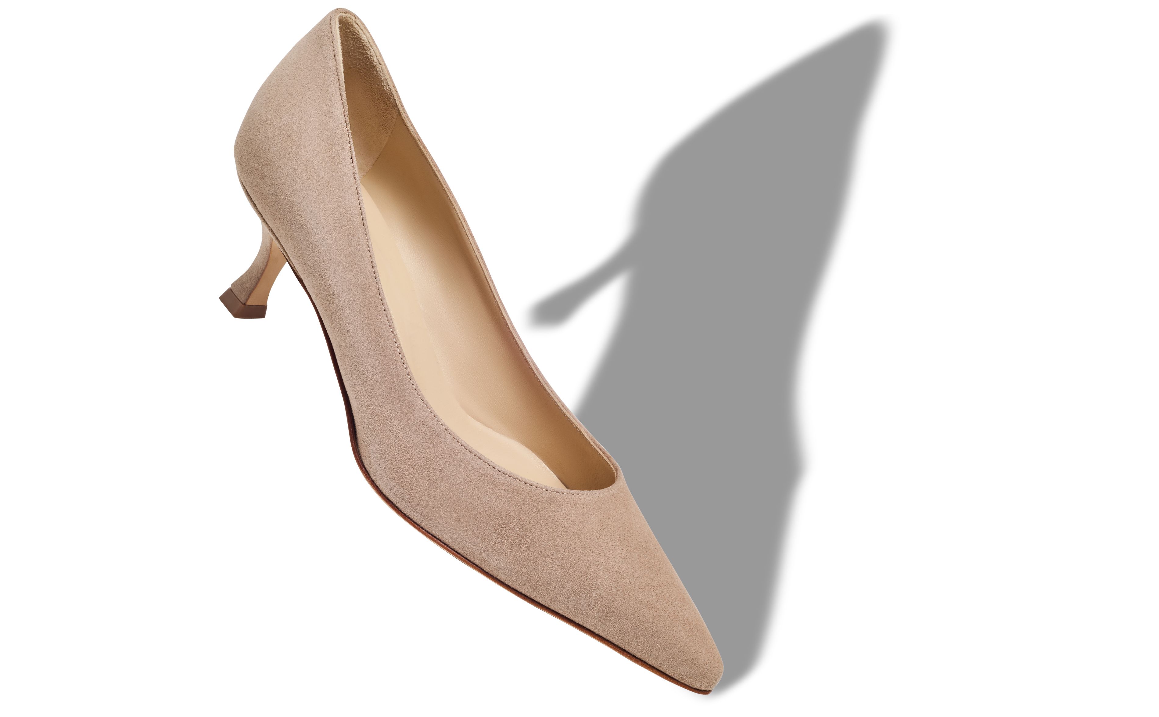 Designer Beige Suede Pointed Toe Pumps - Image Main View