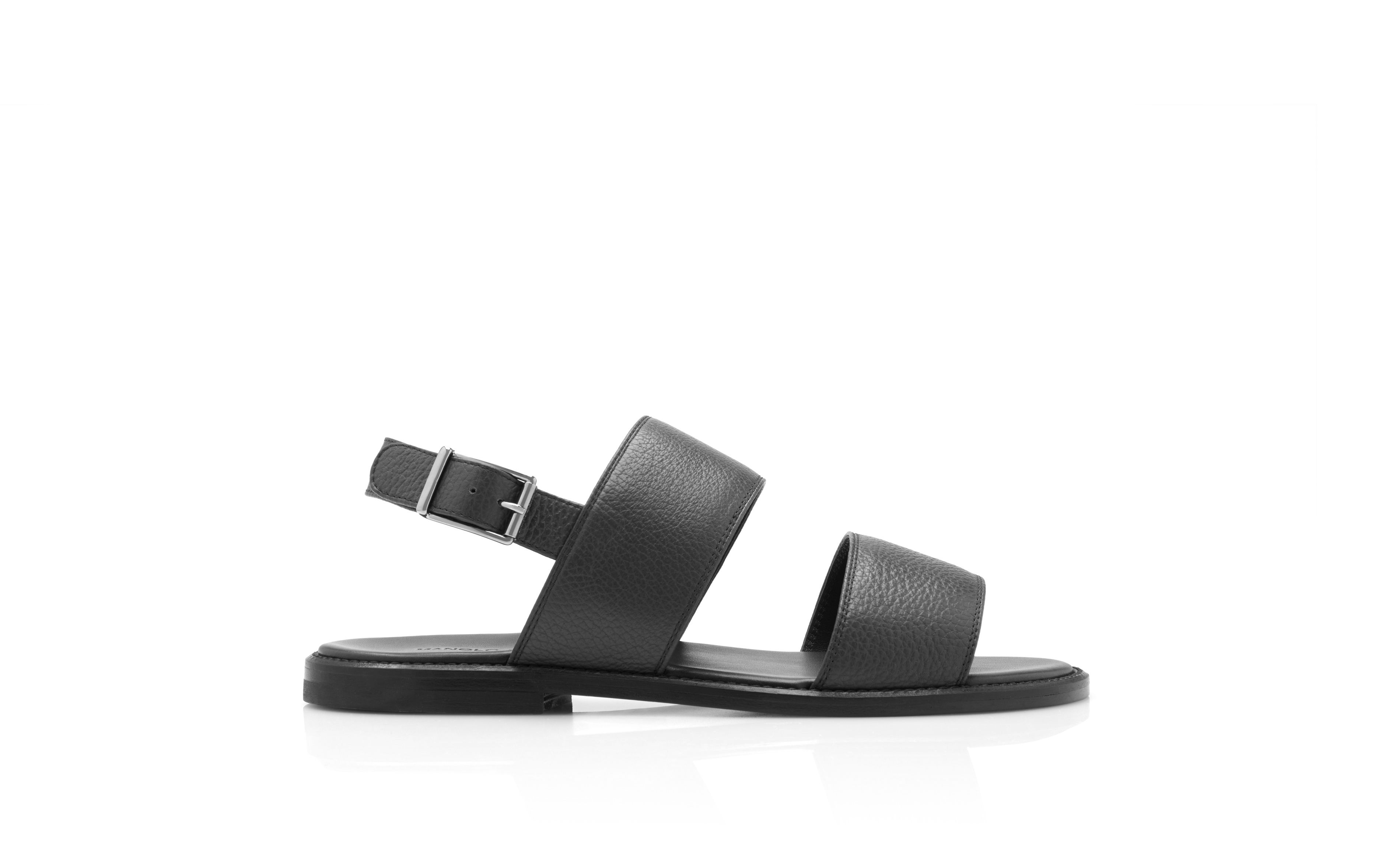 Designer Black Calf Leather Sandals - Image thumbnail