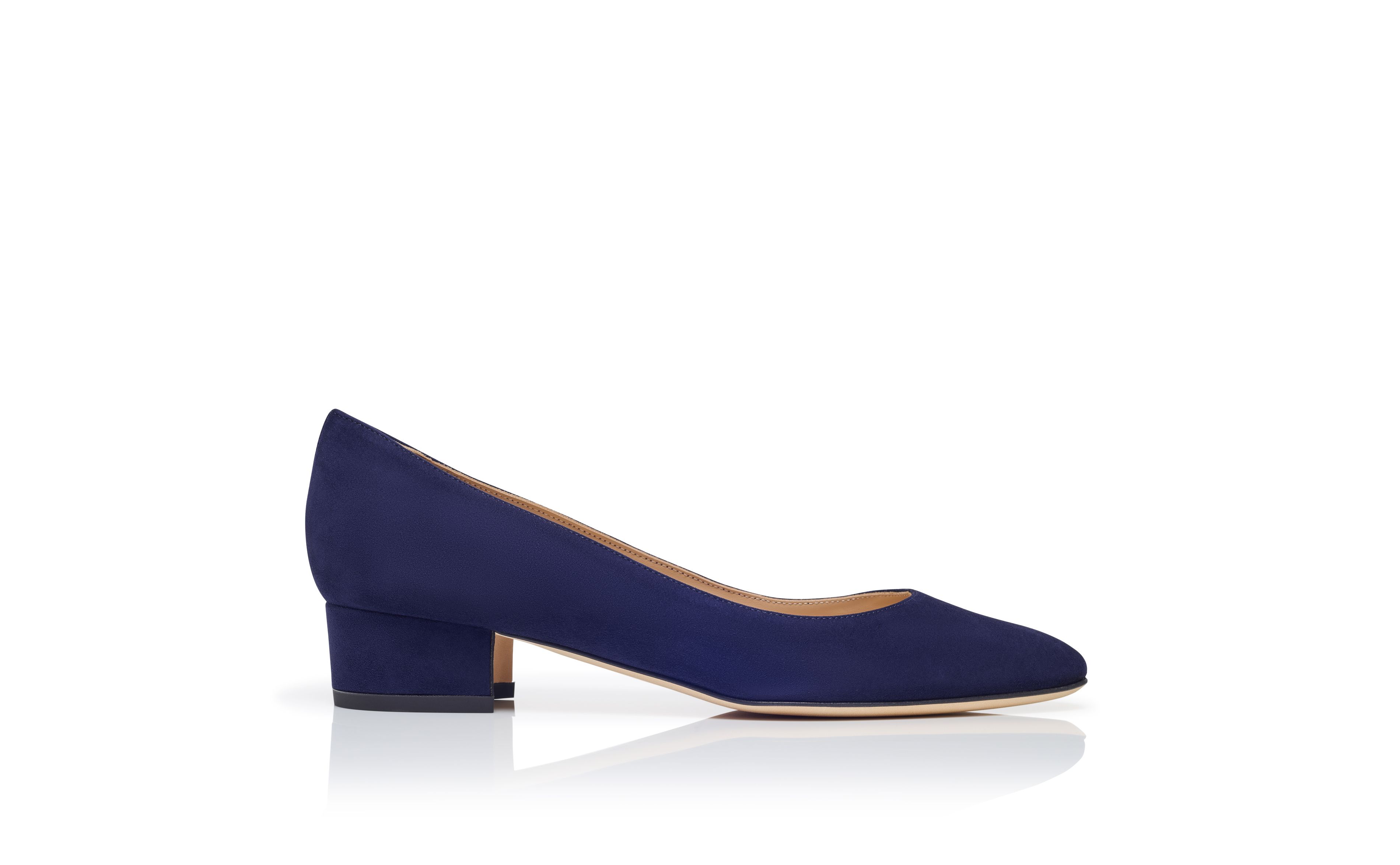Designer Navy Blue Suede Pump - Image Side View