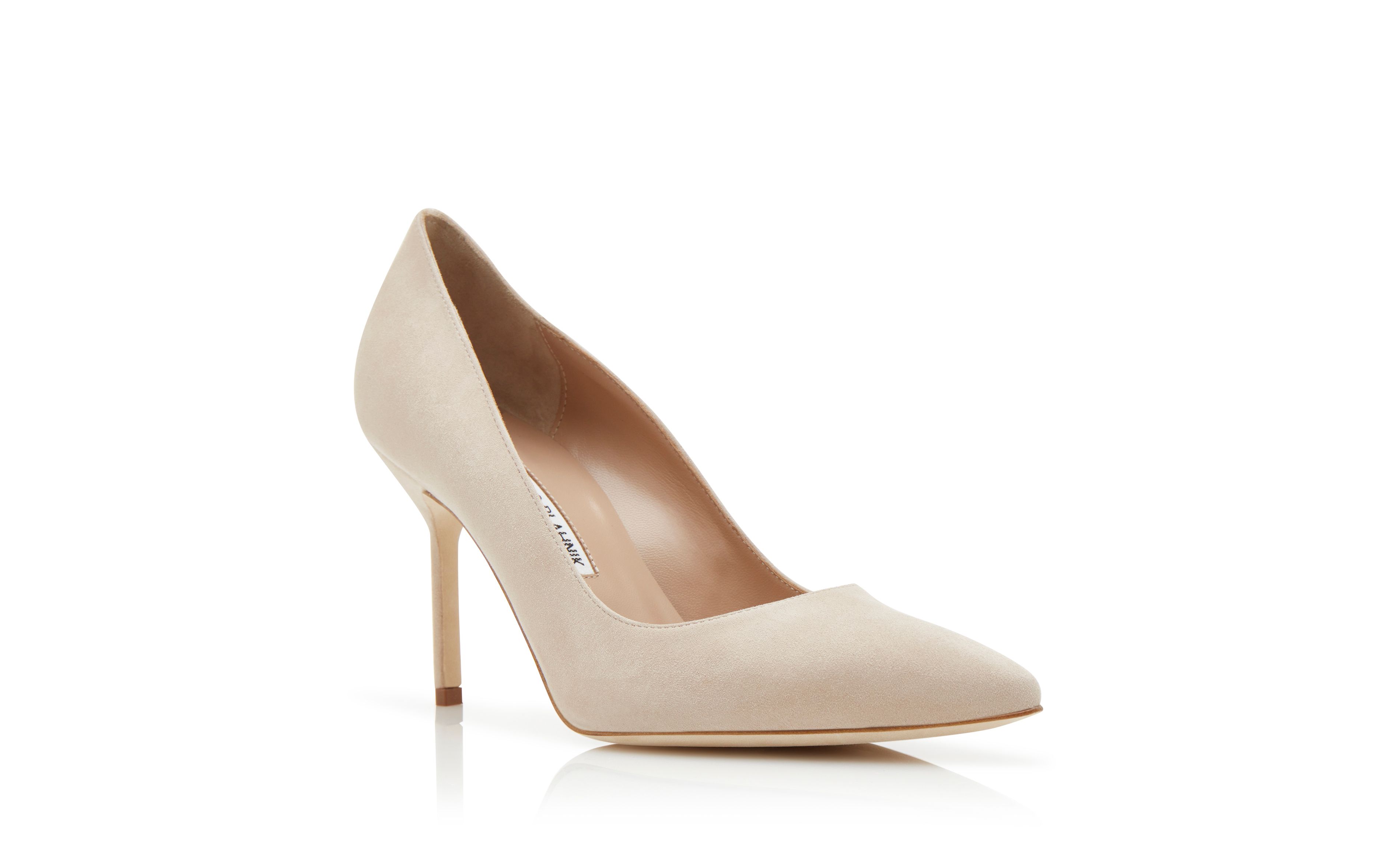 Designer Light Beige Suede Pointed Toe Pumps - Image Upsell