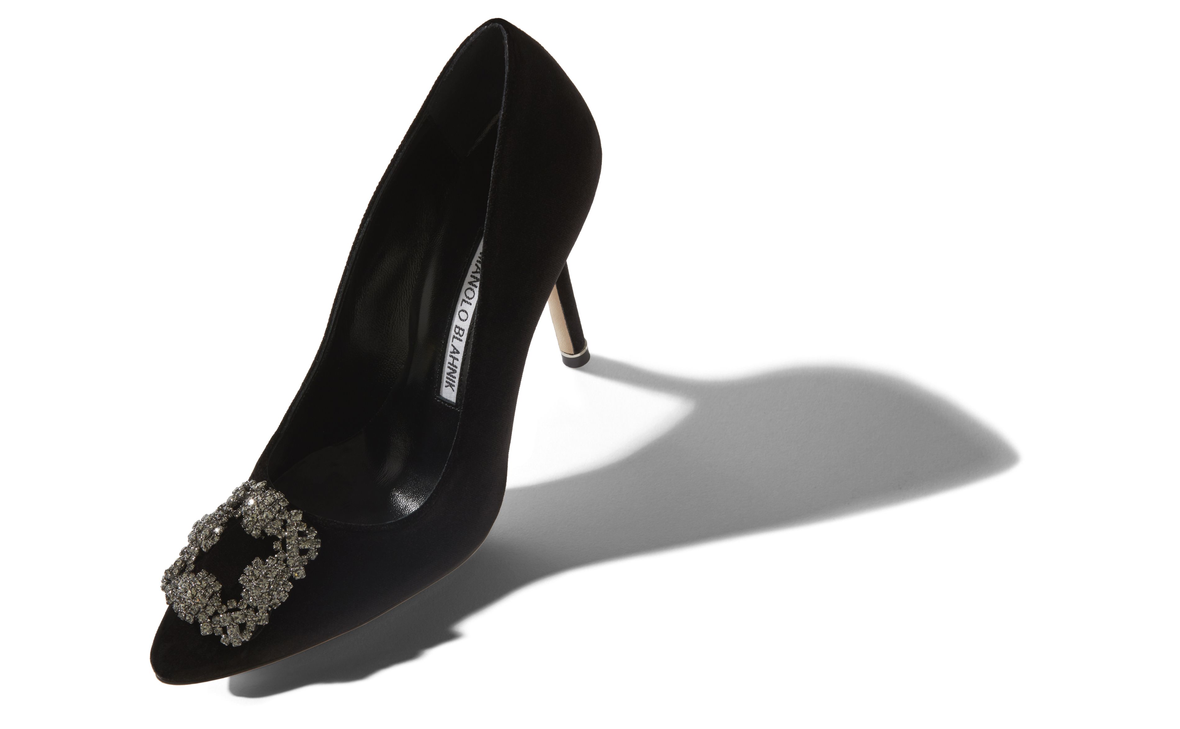 HANGISI VELVET | Black Velvet Jewel Pumps | Manolo Blahnik