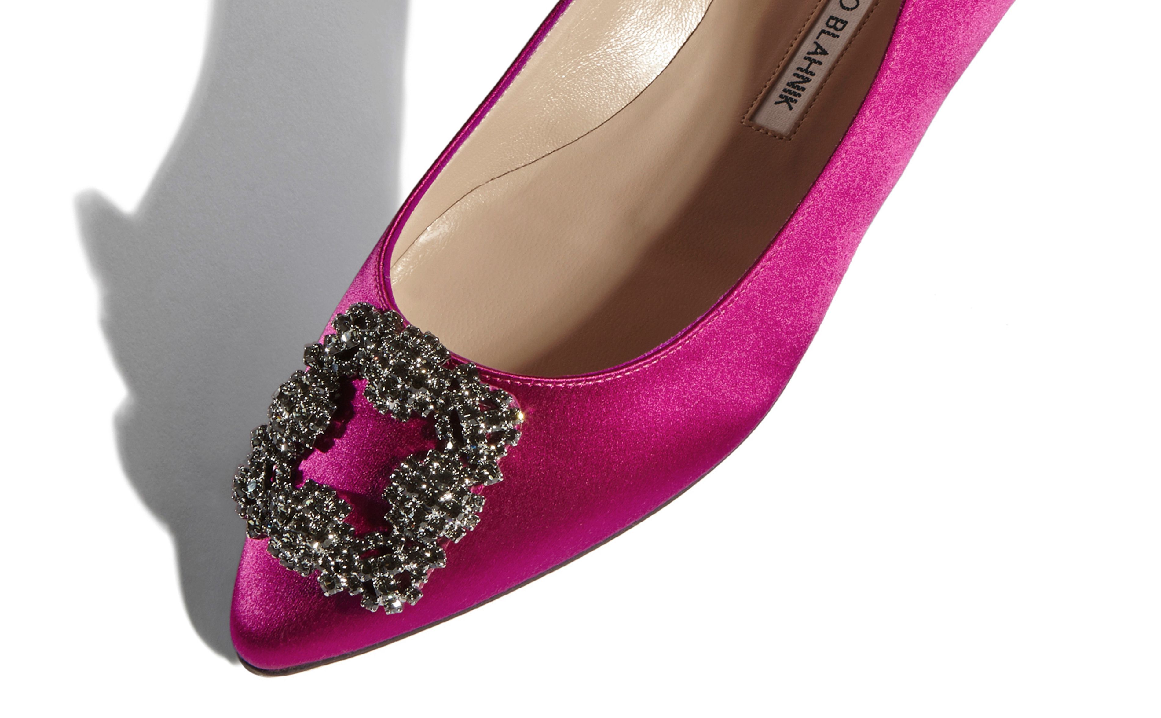 HANGISIFLAT | Dark Fuchsia Satin Jewel Buckle Flat Shoes | Manolo HANGISIFLAT | Dark Fuchsia Satin Jewel Buckle Flat Shoes | Manolo