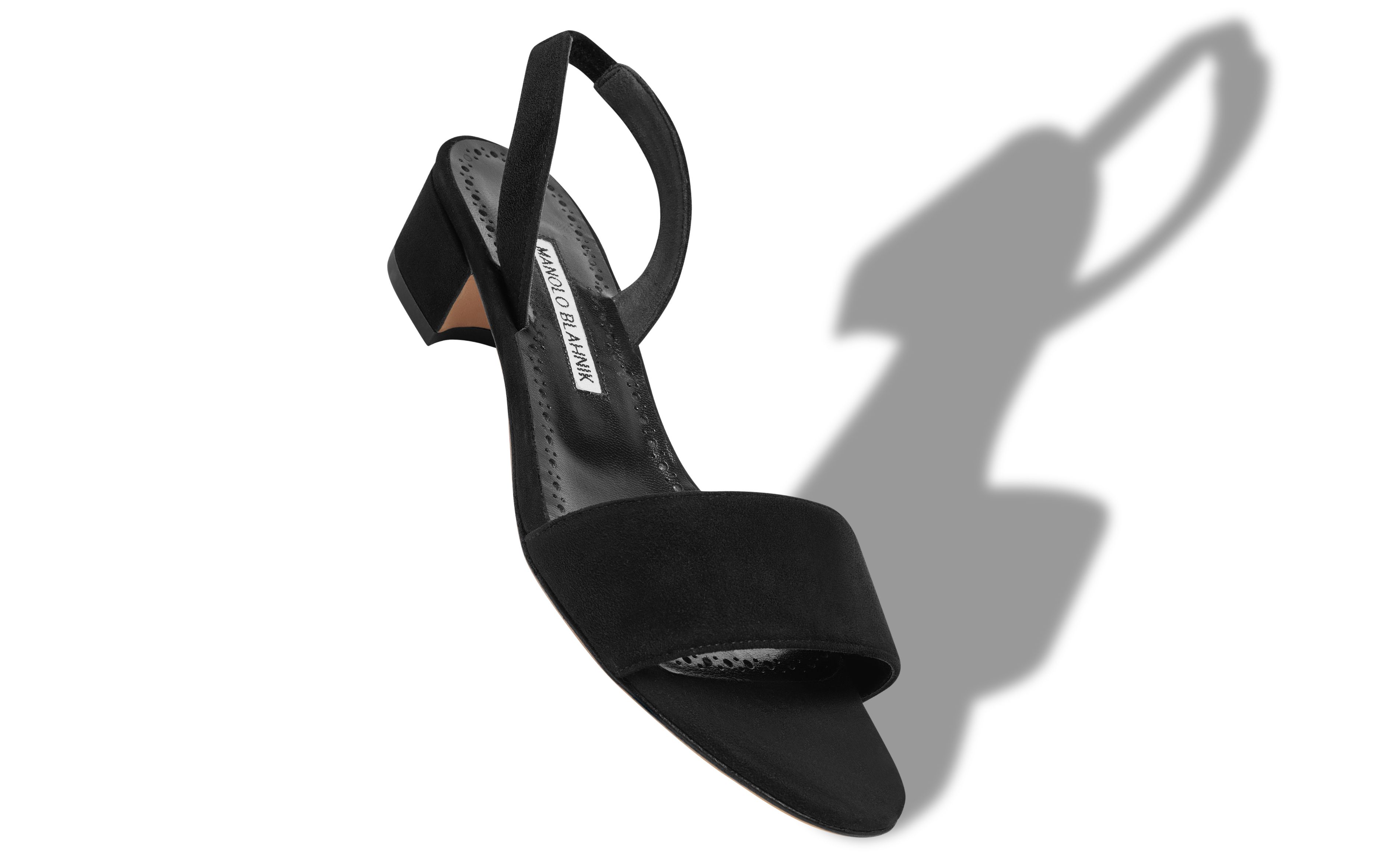 Designer Black Suede Slingback Sandals - Image Main View