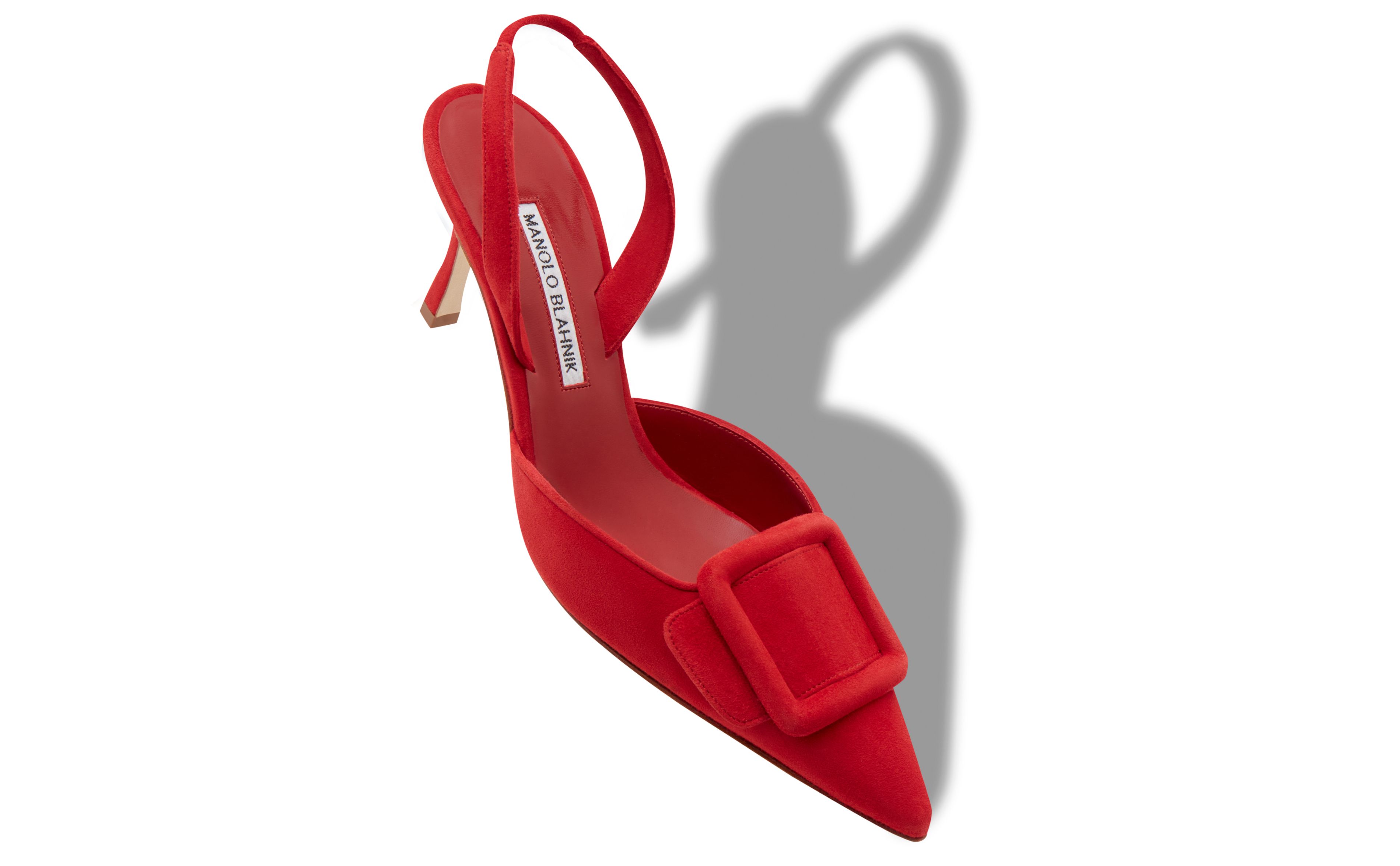 Designer Red Suede Slingback Pumps - Image Main