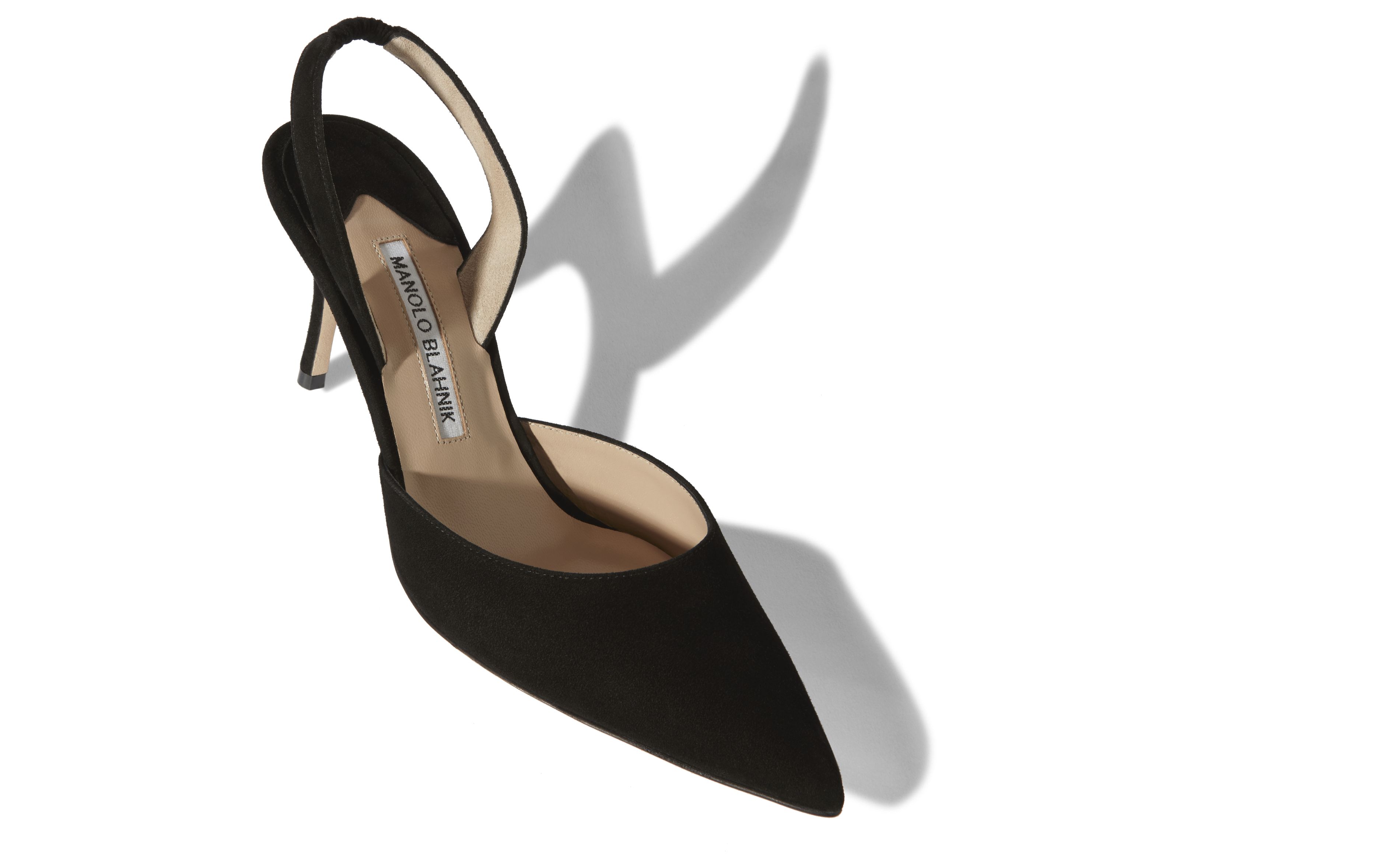 Designer Black Suede Slingback Pumps - Image Main