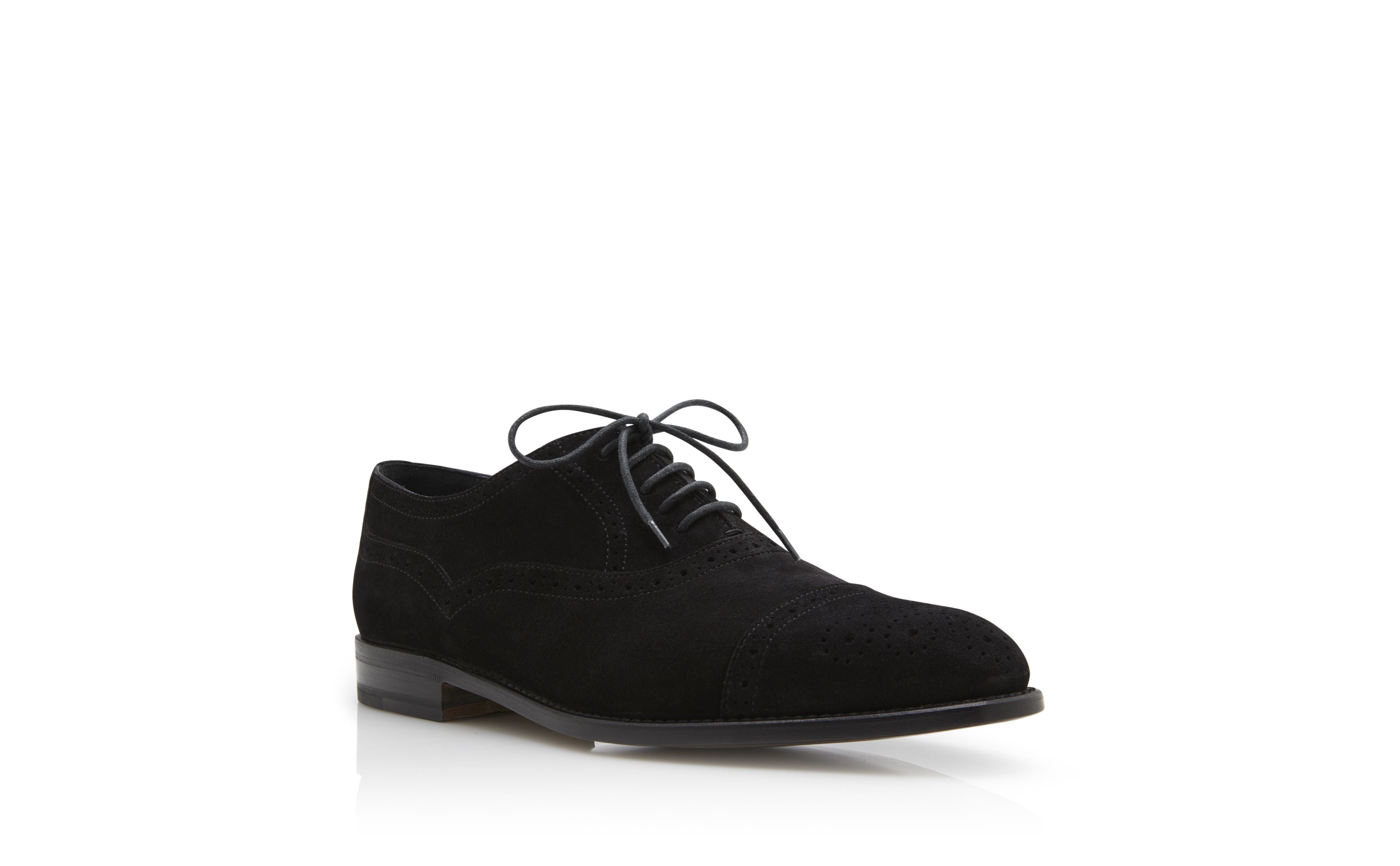 Designer Black Suede Cap Toe Oxfords - Image Upsell