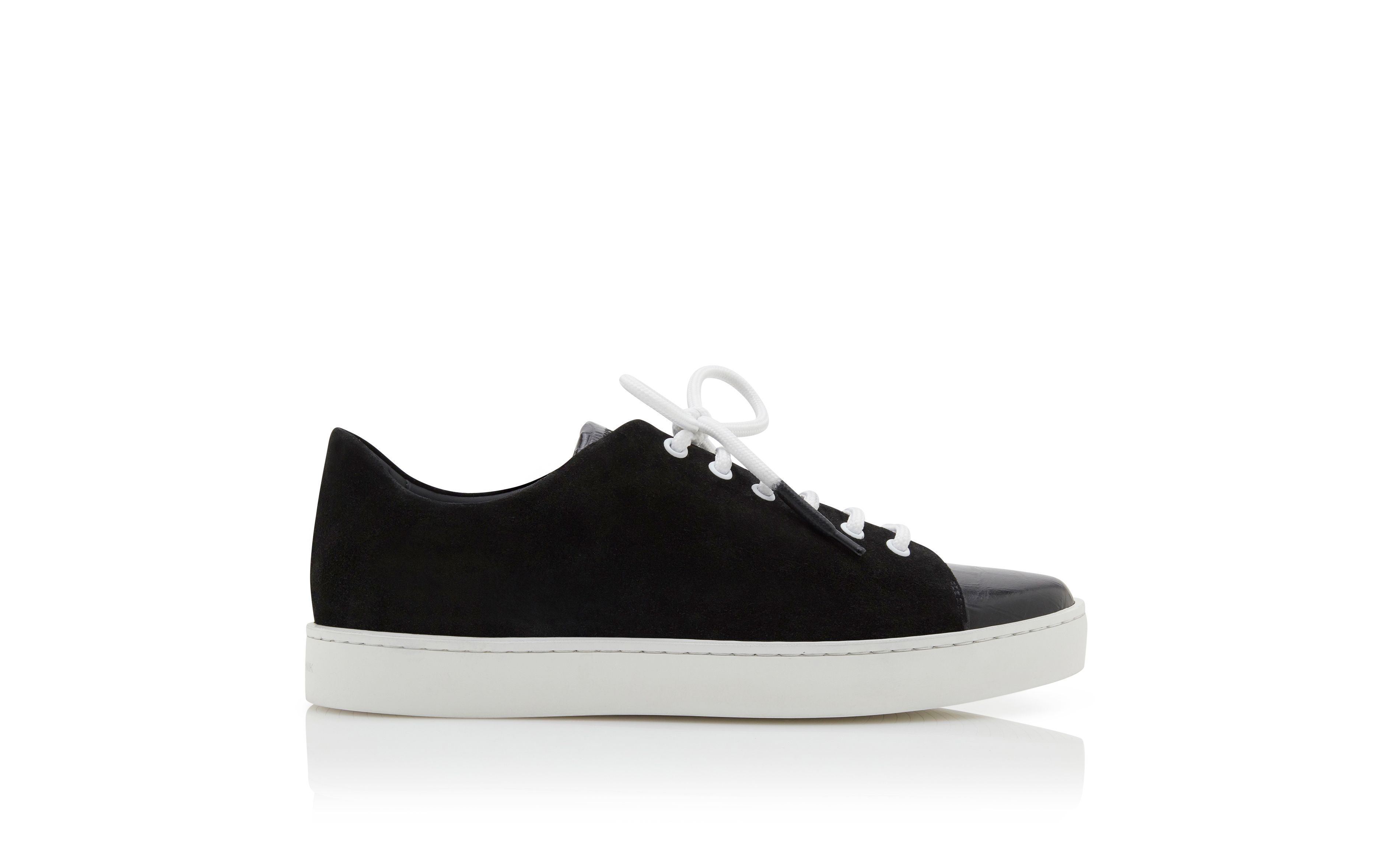 Designer Black Suede Lace Up Sneakers  - Image thumbnail
