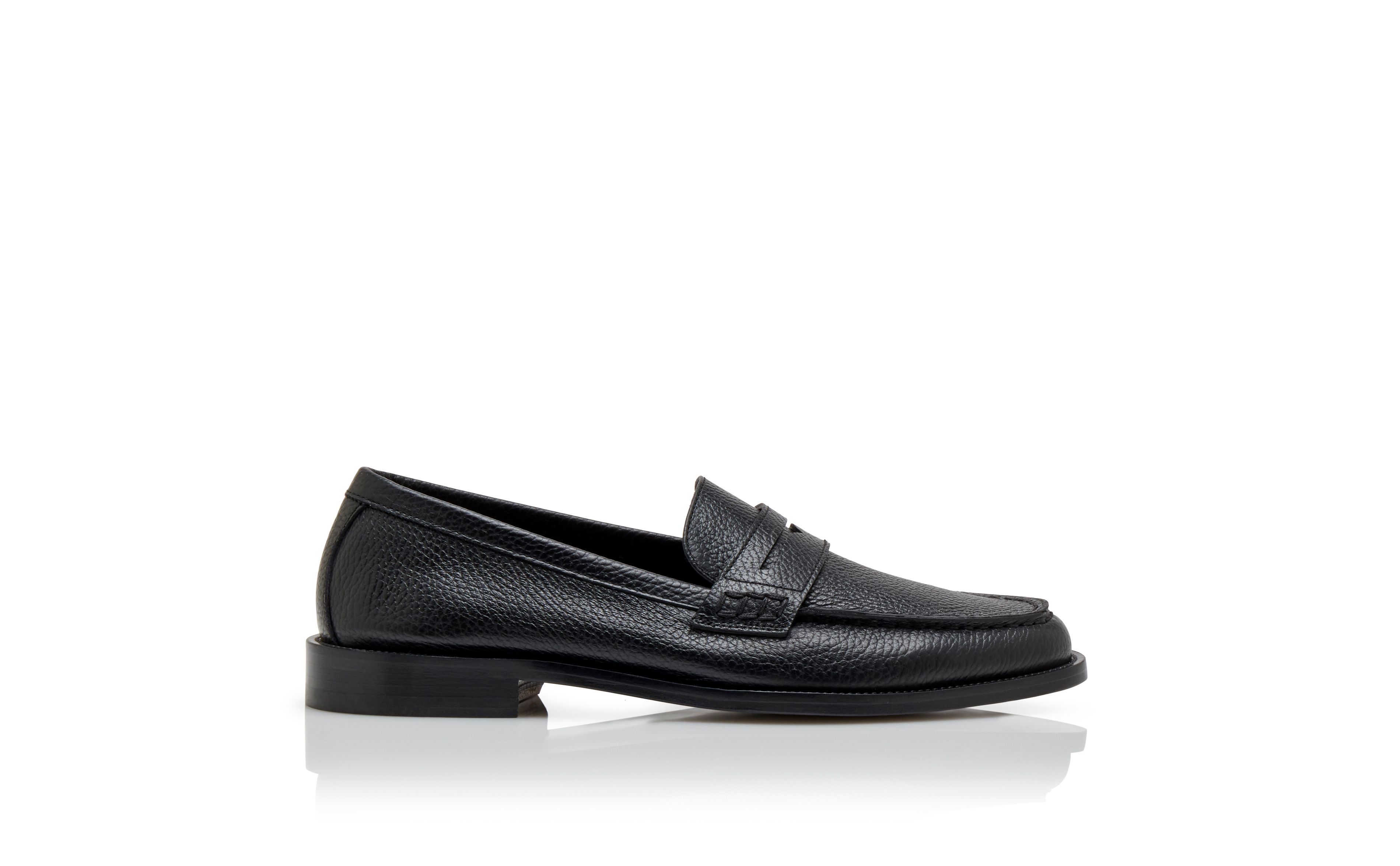 Designer Black Calf Leather Penny Loafers - Image thumbnail