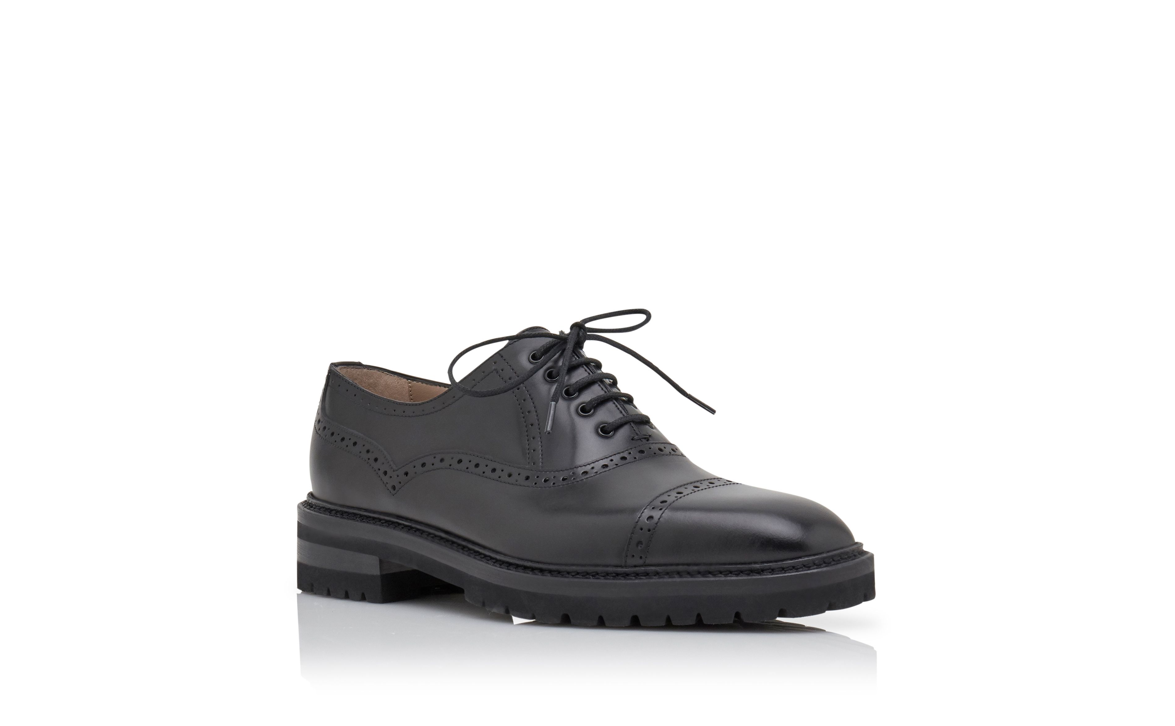 Designer Black Calf Leather Lace Up Shoes - Image Upsell
